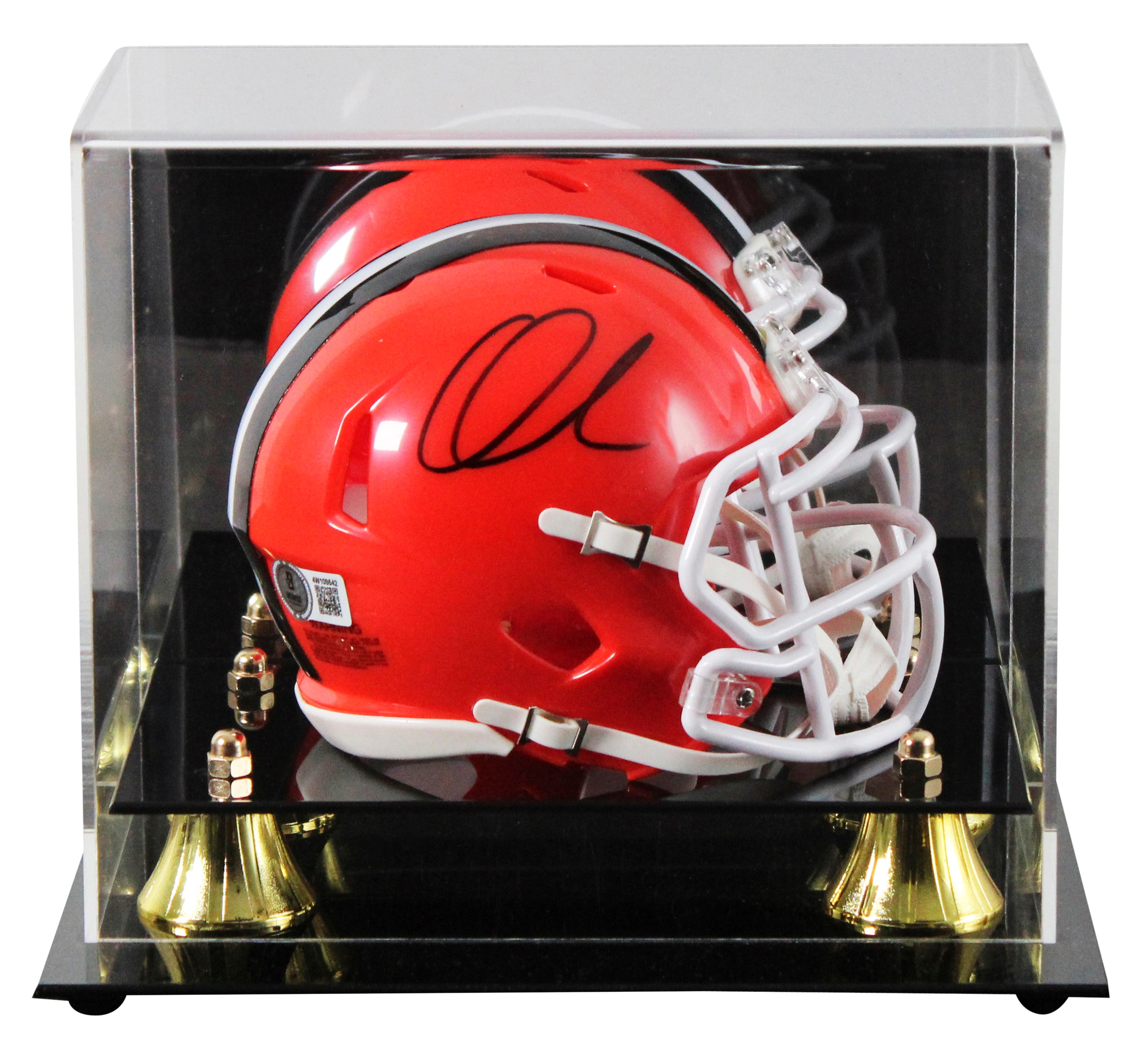 Browns Quinshon Judkins Authentic Signed Speed Mini Helmet W/ Case BAS Witnessed