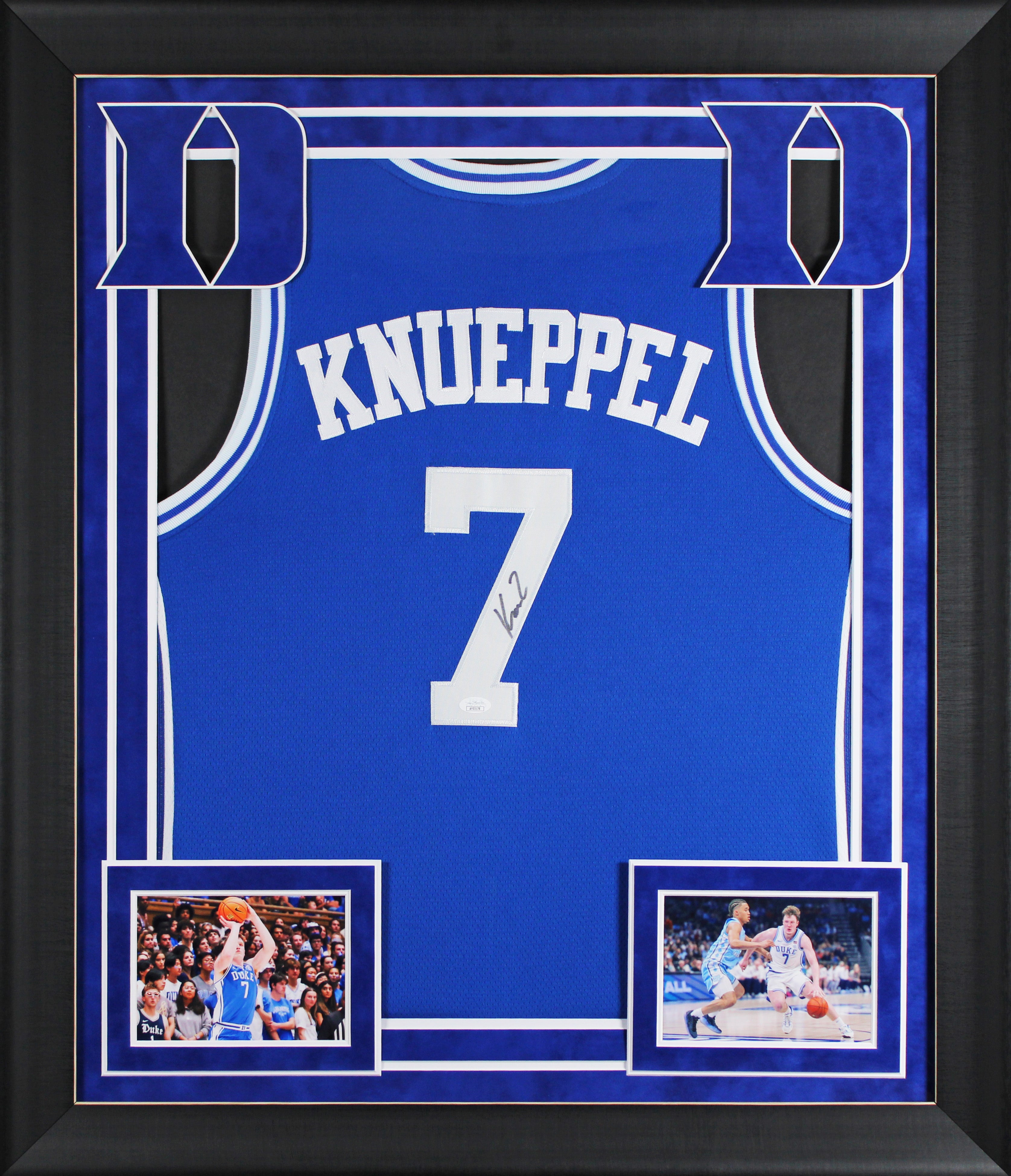 Duke Kon Knueppel Signed Blue Pro Style Framed Jersey JSA #AY03178