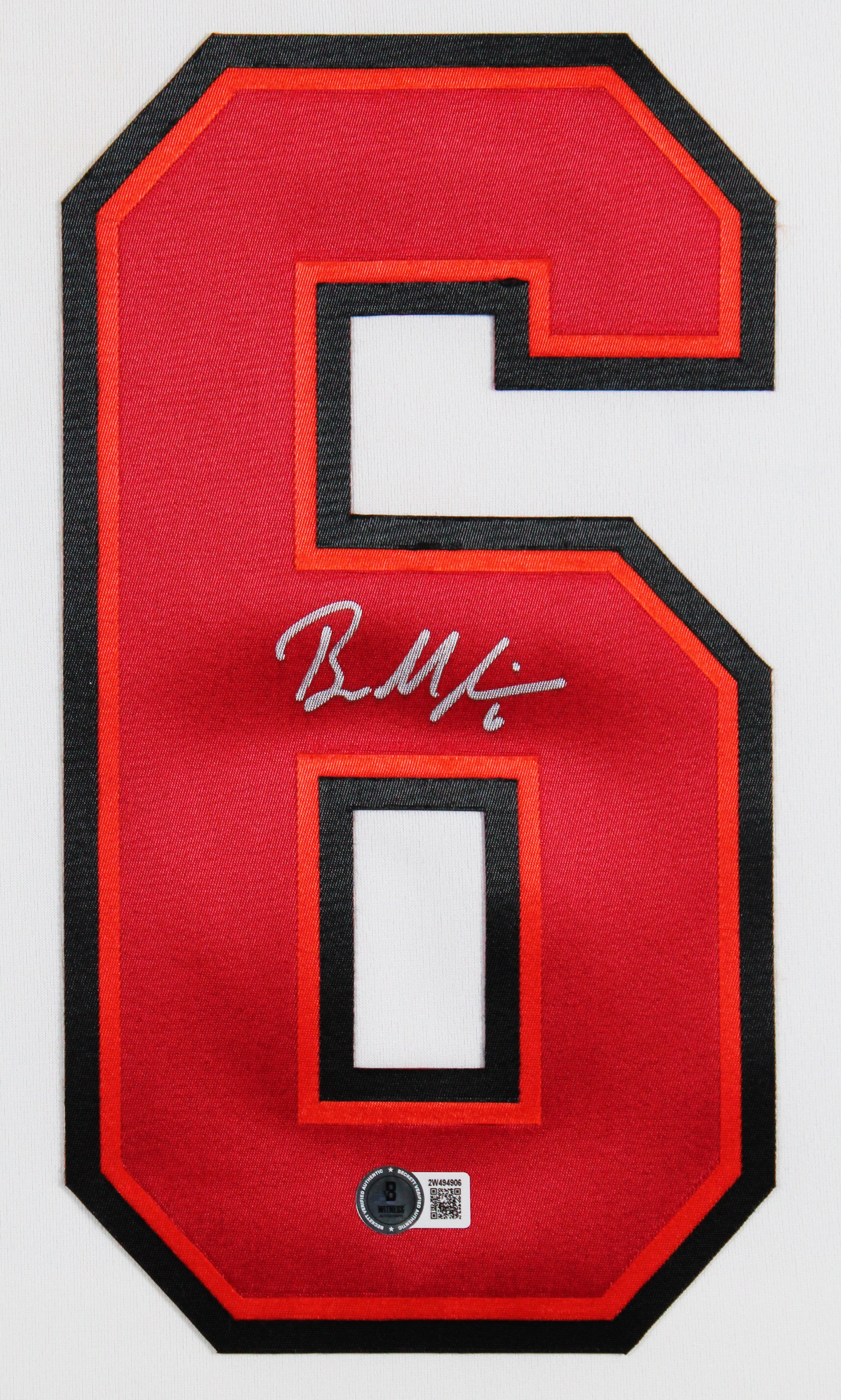 Buccaneers Baker Mayfield Signed White Nike Limited Framed Jersey BAS Witness