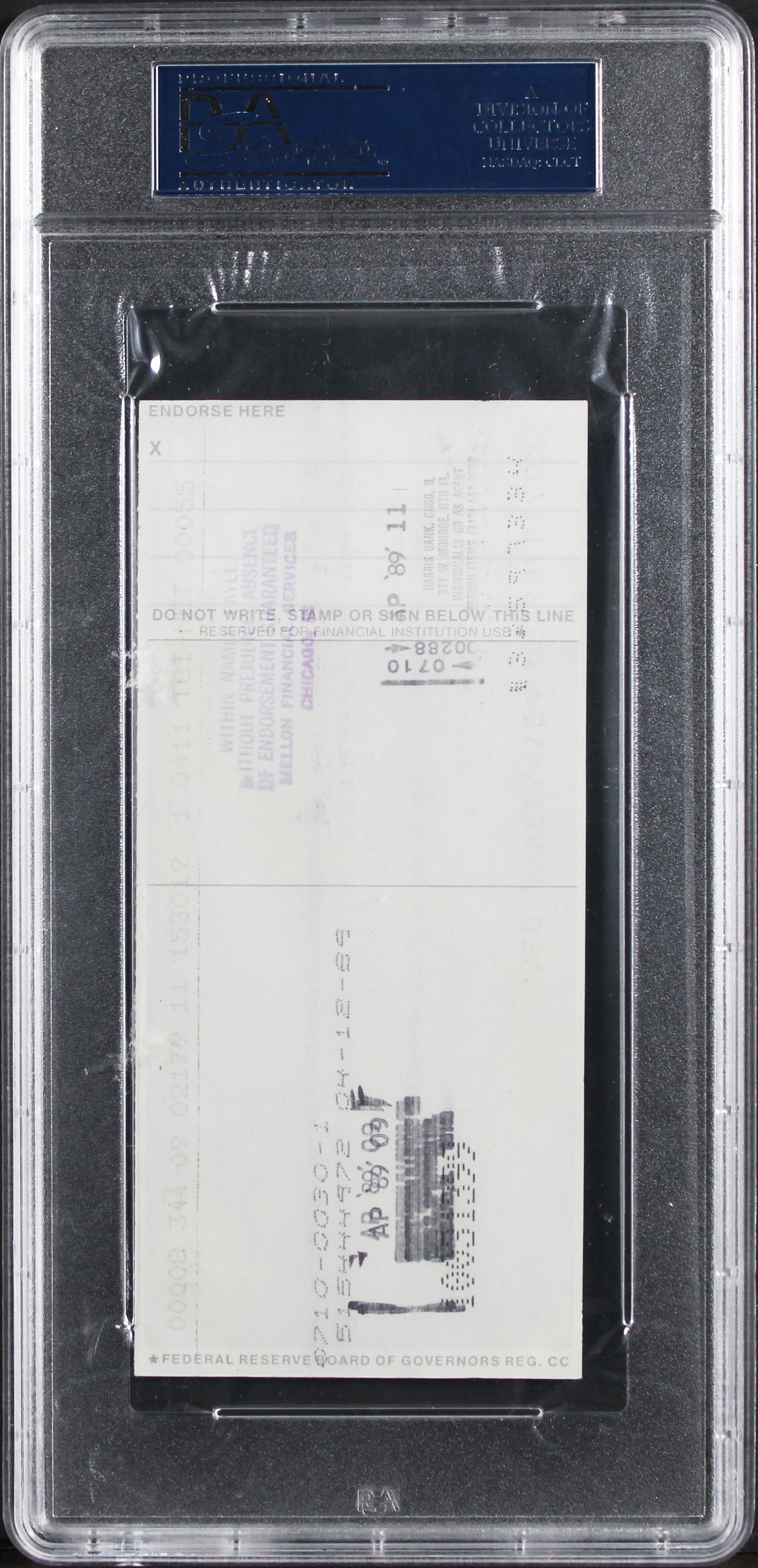 Bulls Michael Jordan Signed 2.75x6 Check Dated April 7, 1989 Auto 8 PSA/DNA Slab