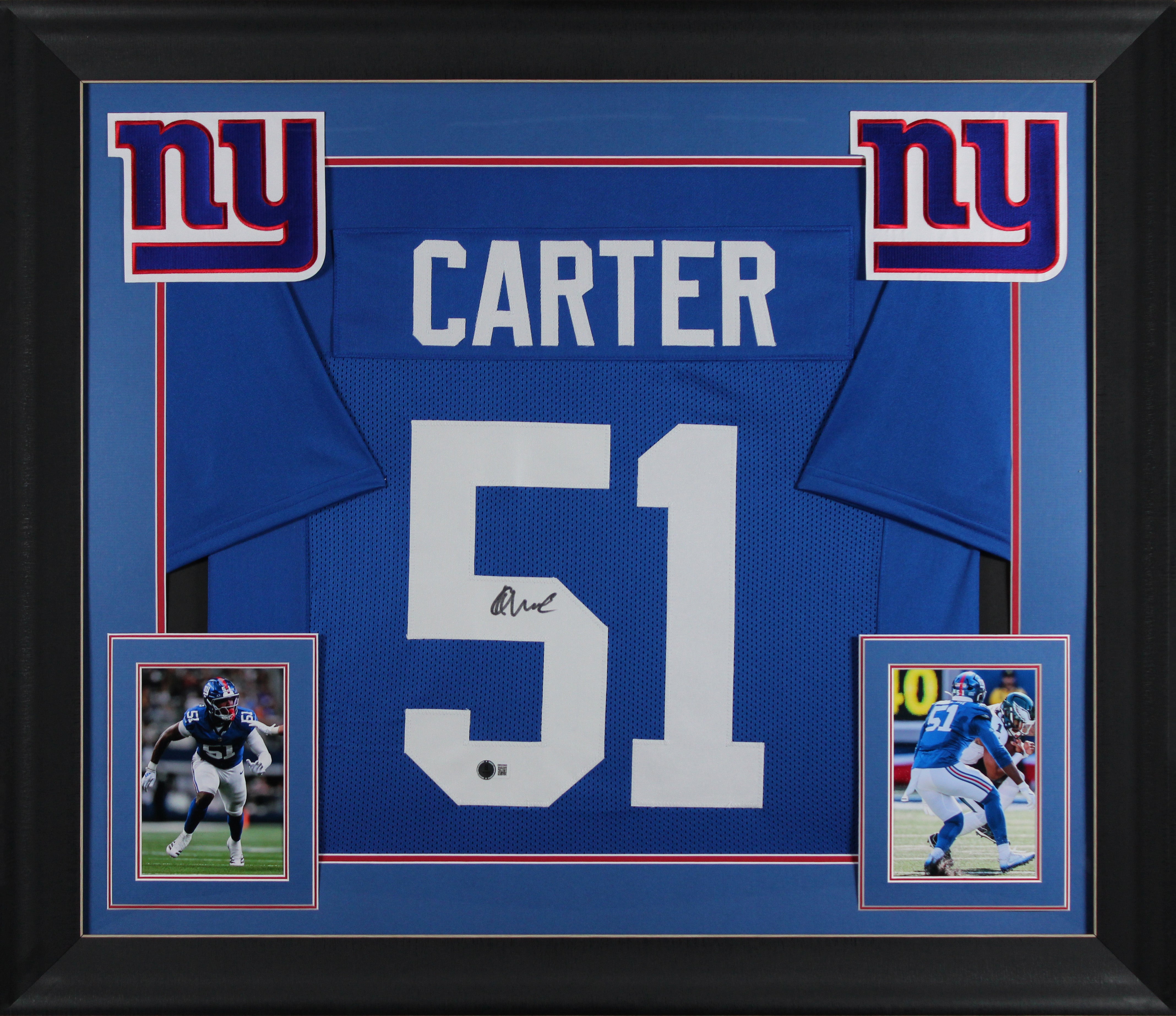 Abdul Carter Authentic Signed Blue Pro Style Framed Jersey BAS Witnessed