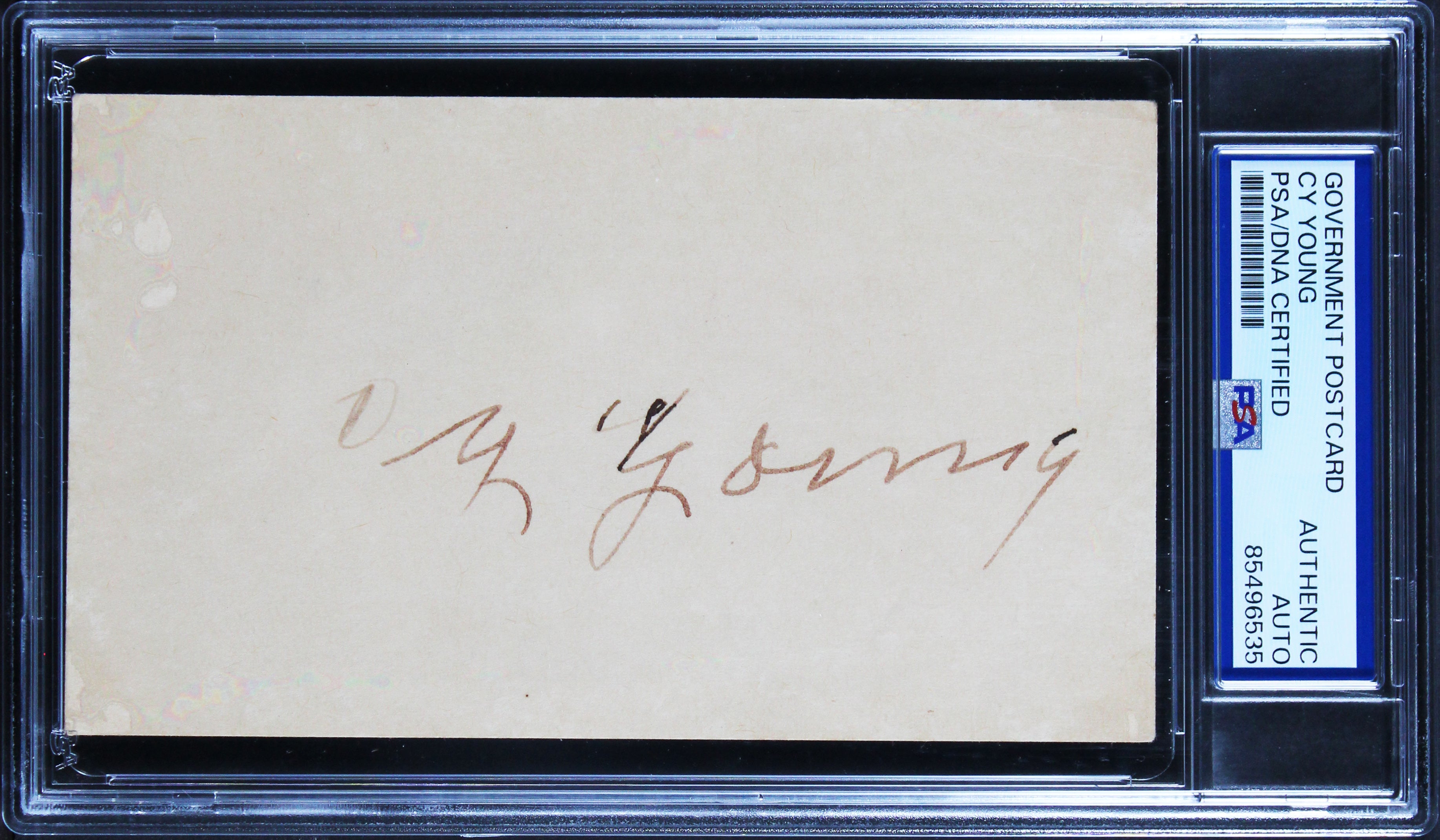 Indians Cy Young Authentic Signed 3.25x5.5 Government Postcard PSA Slabbed