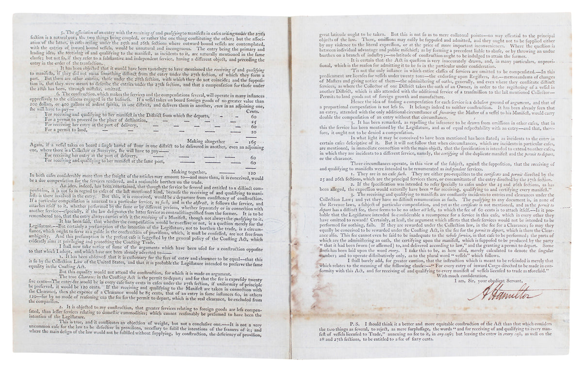 Alexander Hamilton Signed 7.5x9 1792 Treasury Department Circular BAS #AG010005