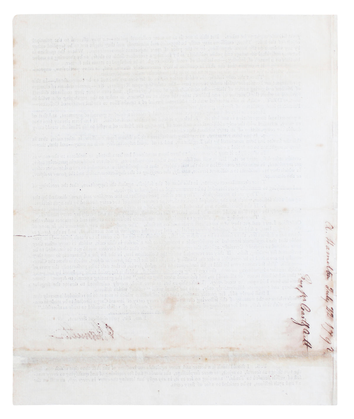 Alexander Hamilton Signed 7.5x9 1792 Treasury Department Circular BAS #AG010005