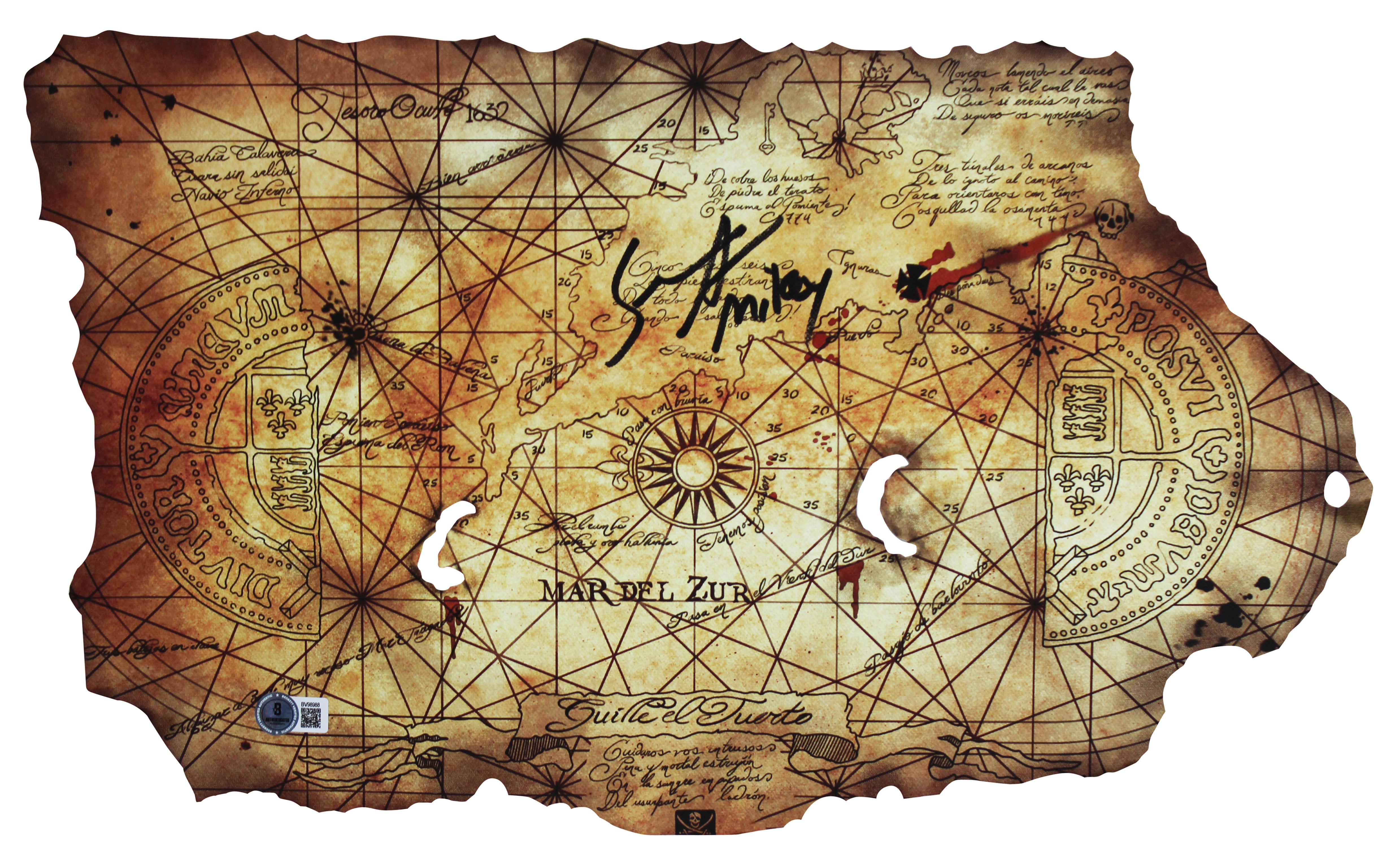 Sean Astin The Goonies "Mikey" Authentic Signed 11x19 Horizontal Canvas Map BAS