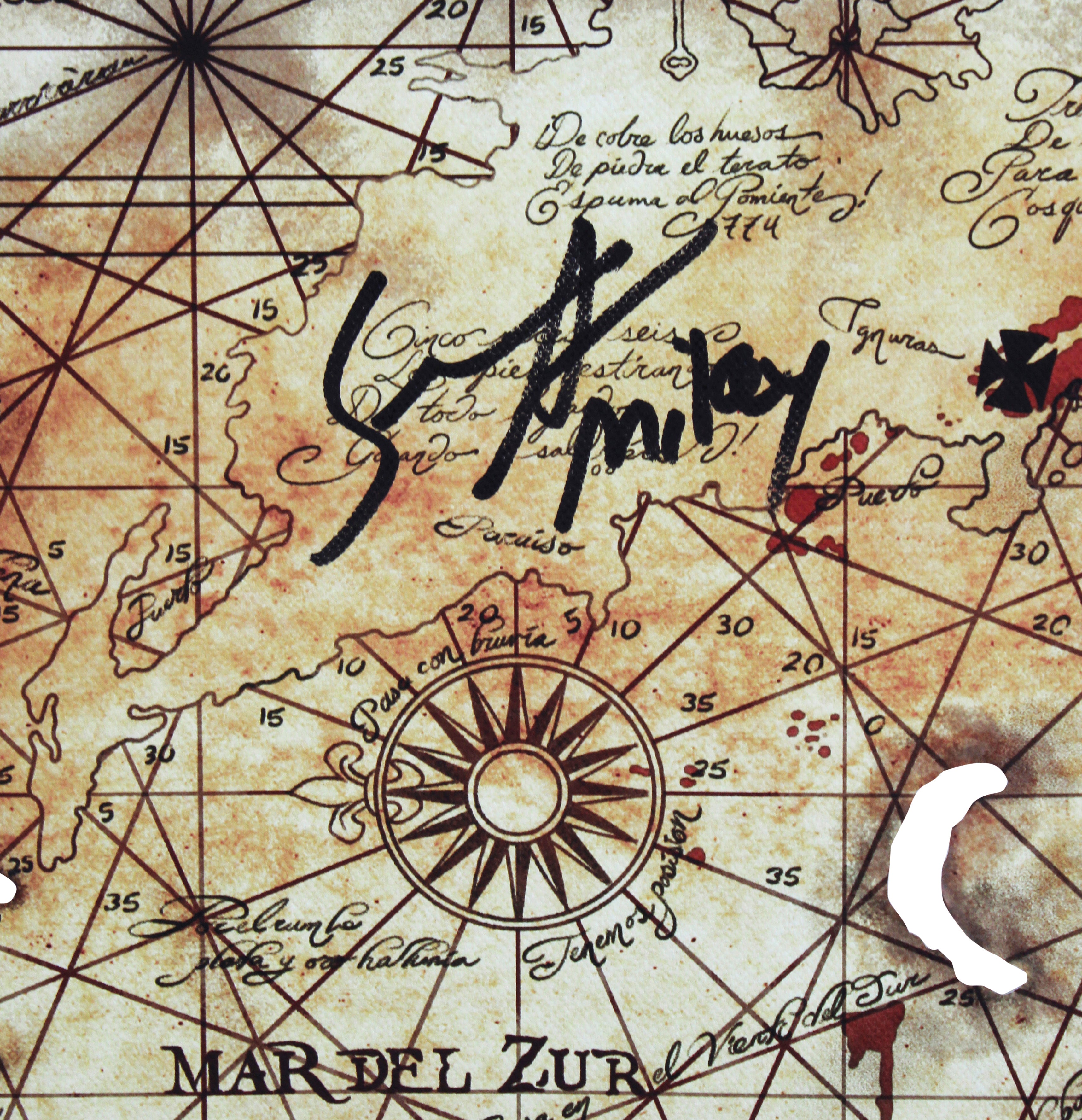 Sean Astin The Goonies "Mikey" Authentic Signed 11x19 Horizontal Canvas Map BAS