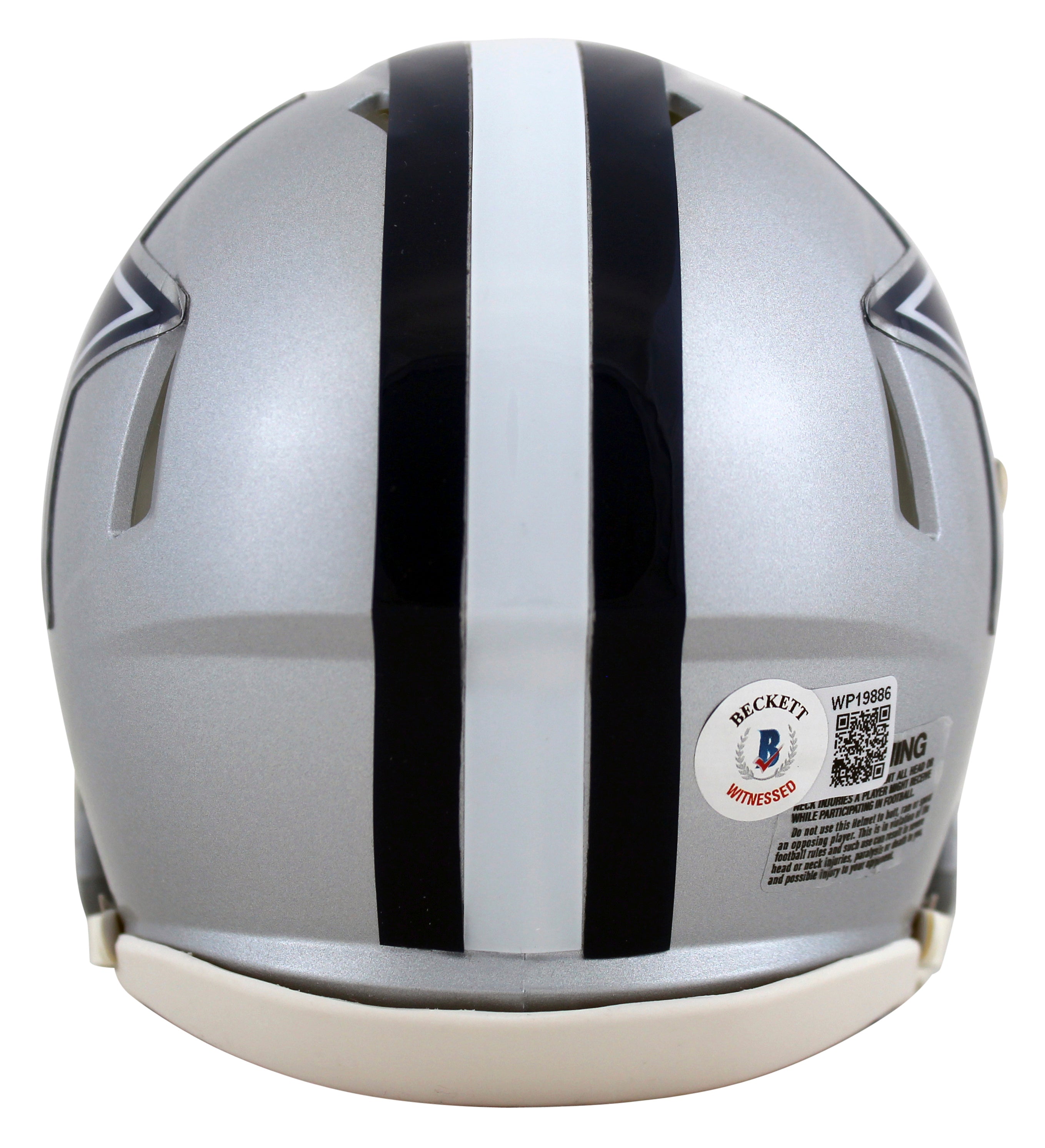 Cowboys Dak Prescott Signed Silver Speed Mini Helmet W/ Case BAS Witnessed