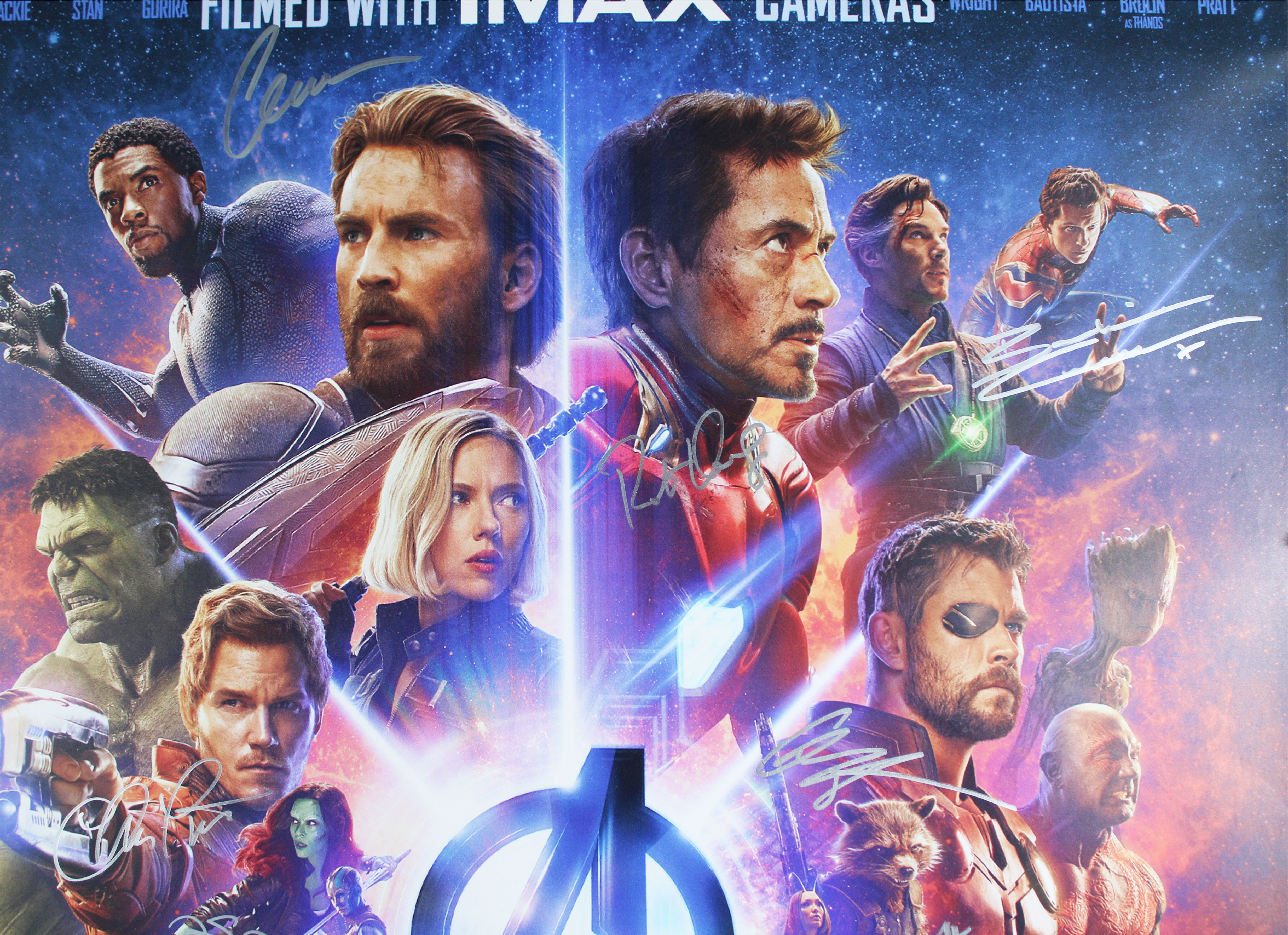 The Avengers (12) Downey Jr., Evans, Jackson, Pratt +8 Signed 27x40 Poster BAS 1
