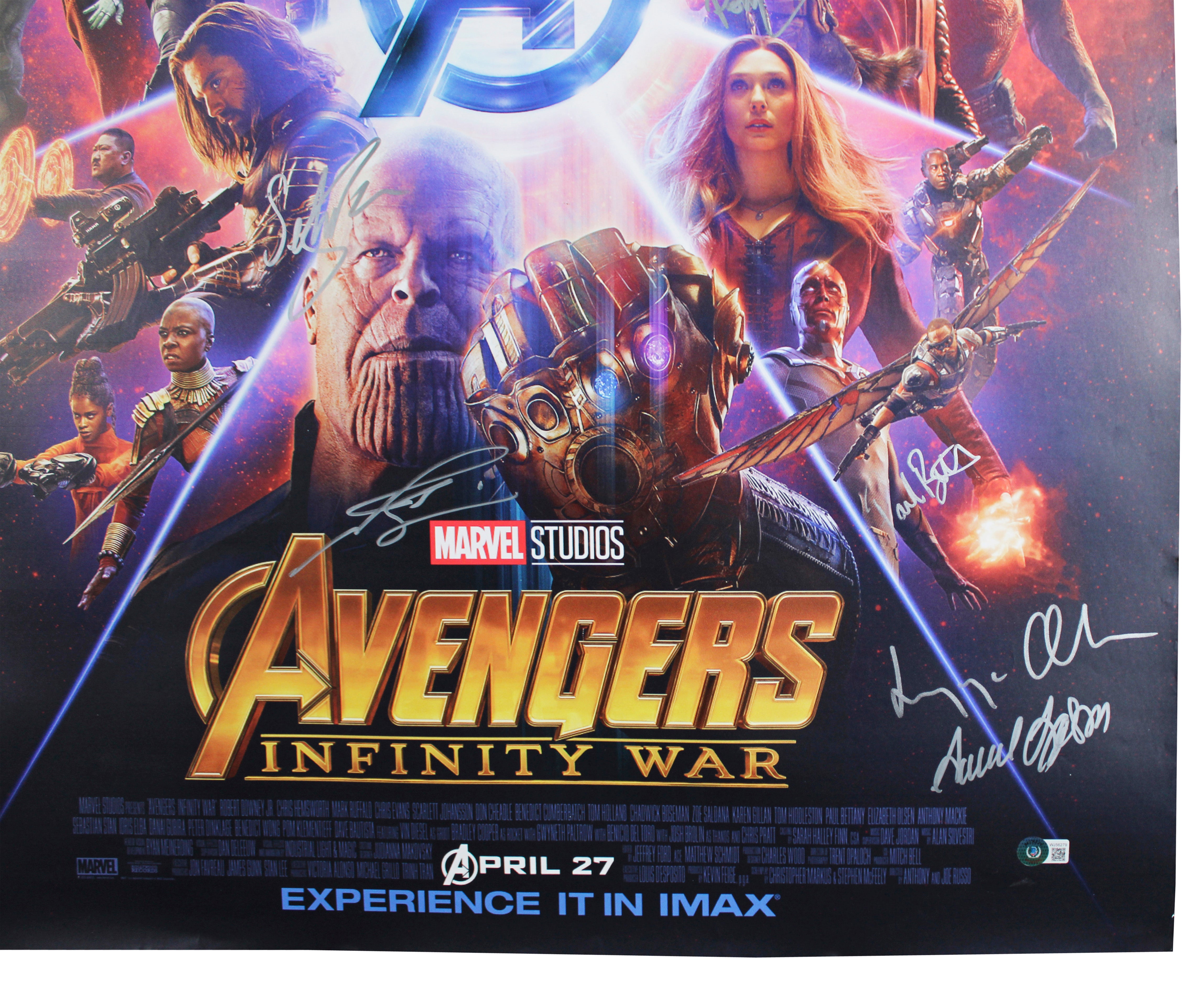The Avengers (12) Downey Jr., Evans, Jackson, Pratt +8 Signed 27x40 Poster BAS 1
