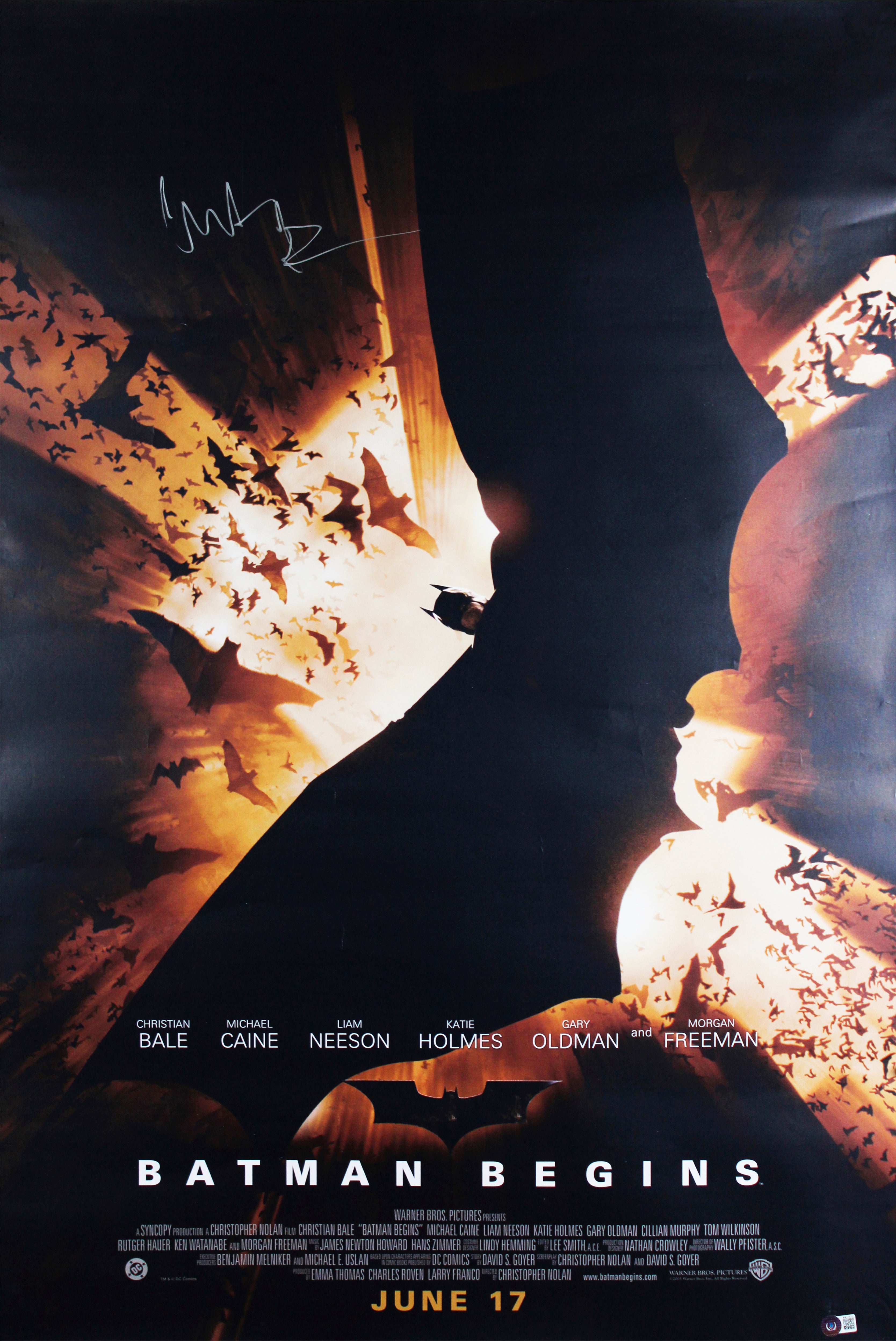 Christian Bale Batman Begins Authentic Signed 27x40 Movie Poster BAS #BB17422