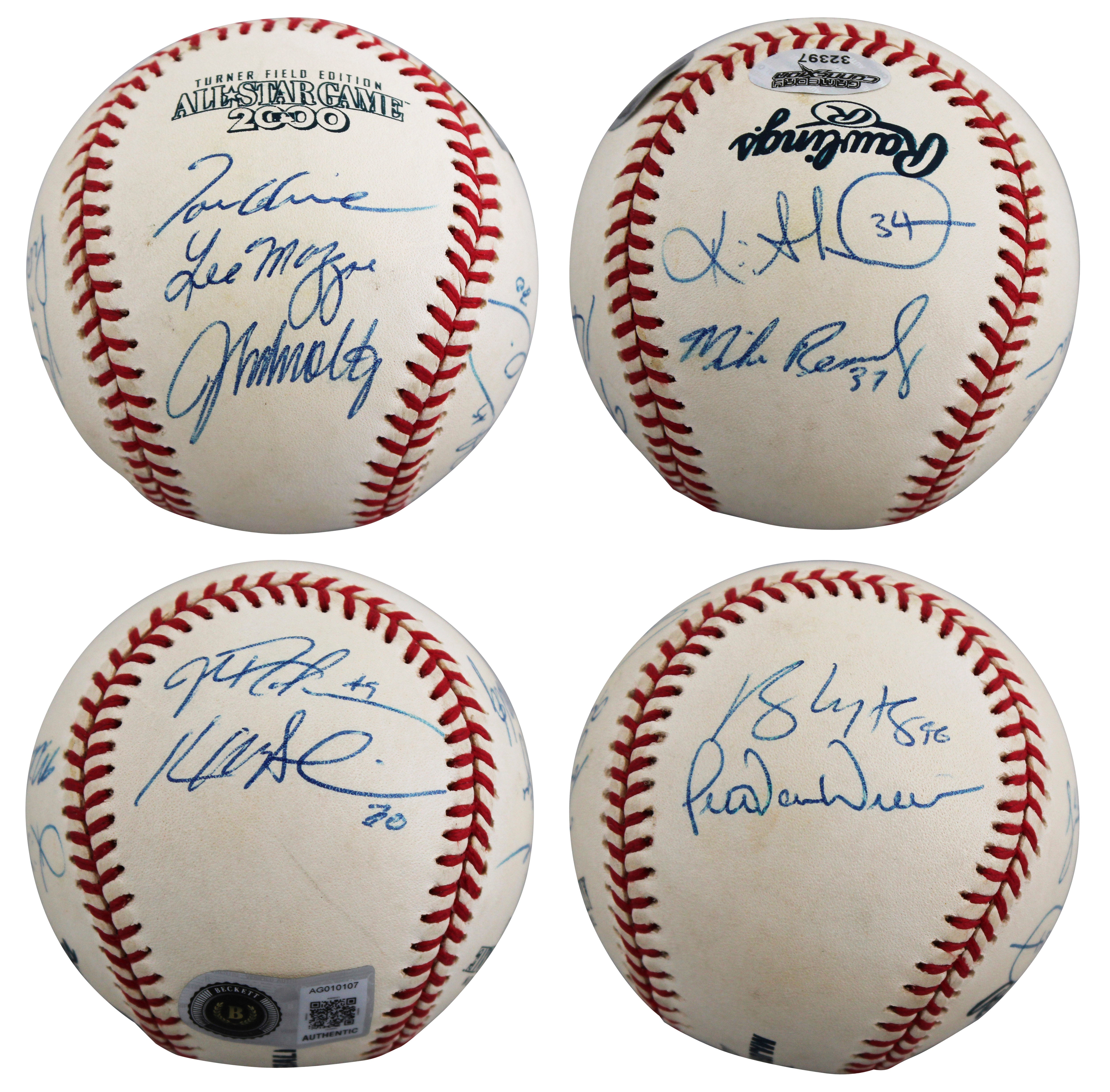 2000 Braves (9) Glavine, Smoltz, Mazzone +6  Signed Baseball BAS LOA #AG010107