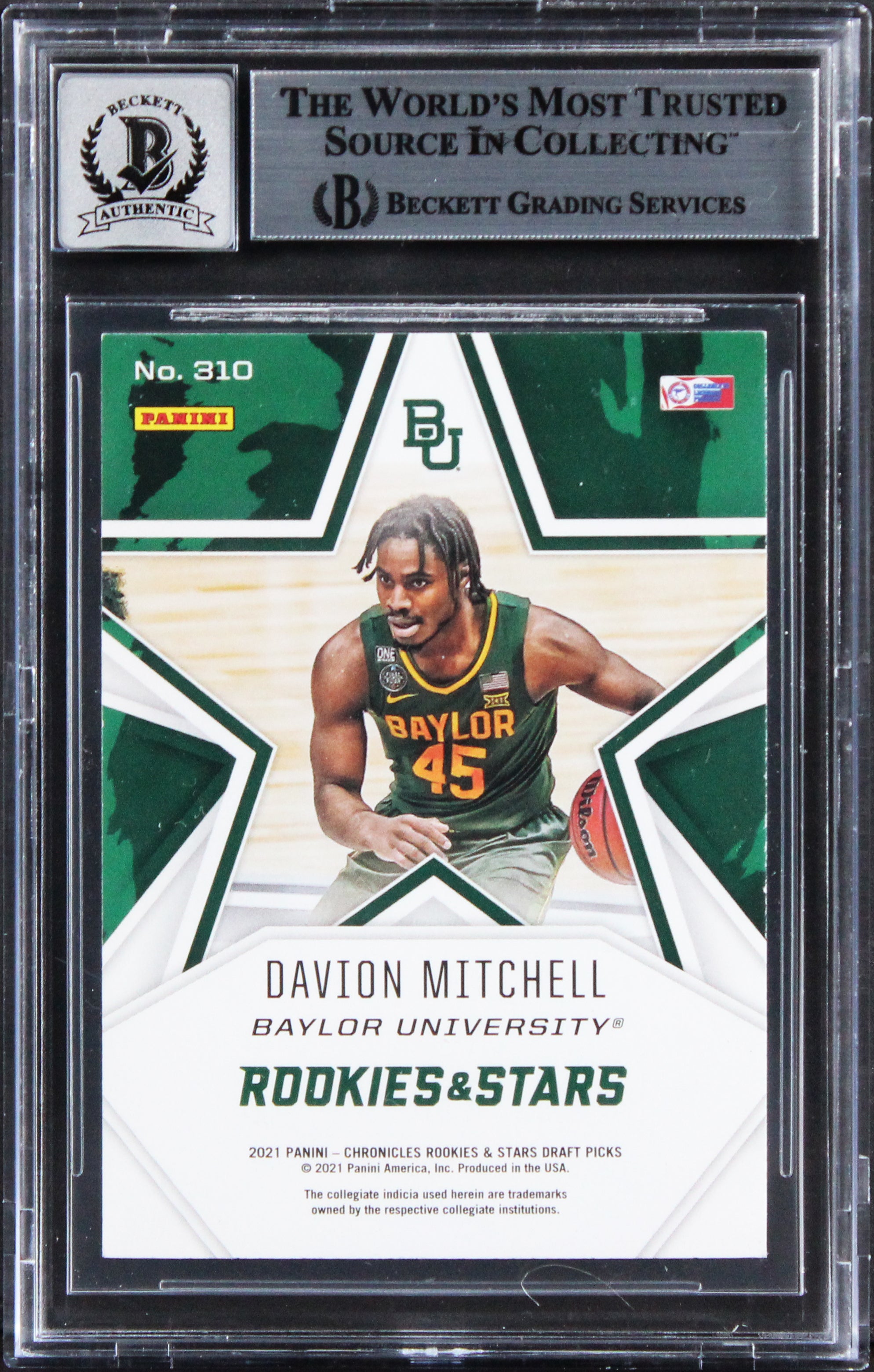 Davion Mitchell Signed 2021 Chronicles DP R&S #310 Rookie Card Auto 10! BAS Slab