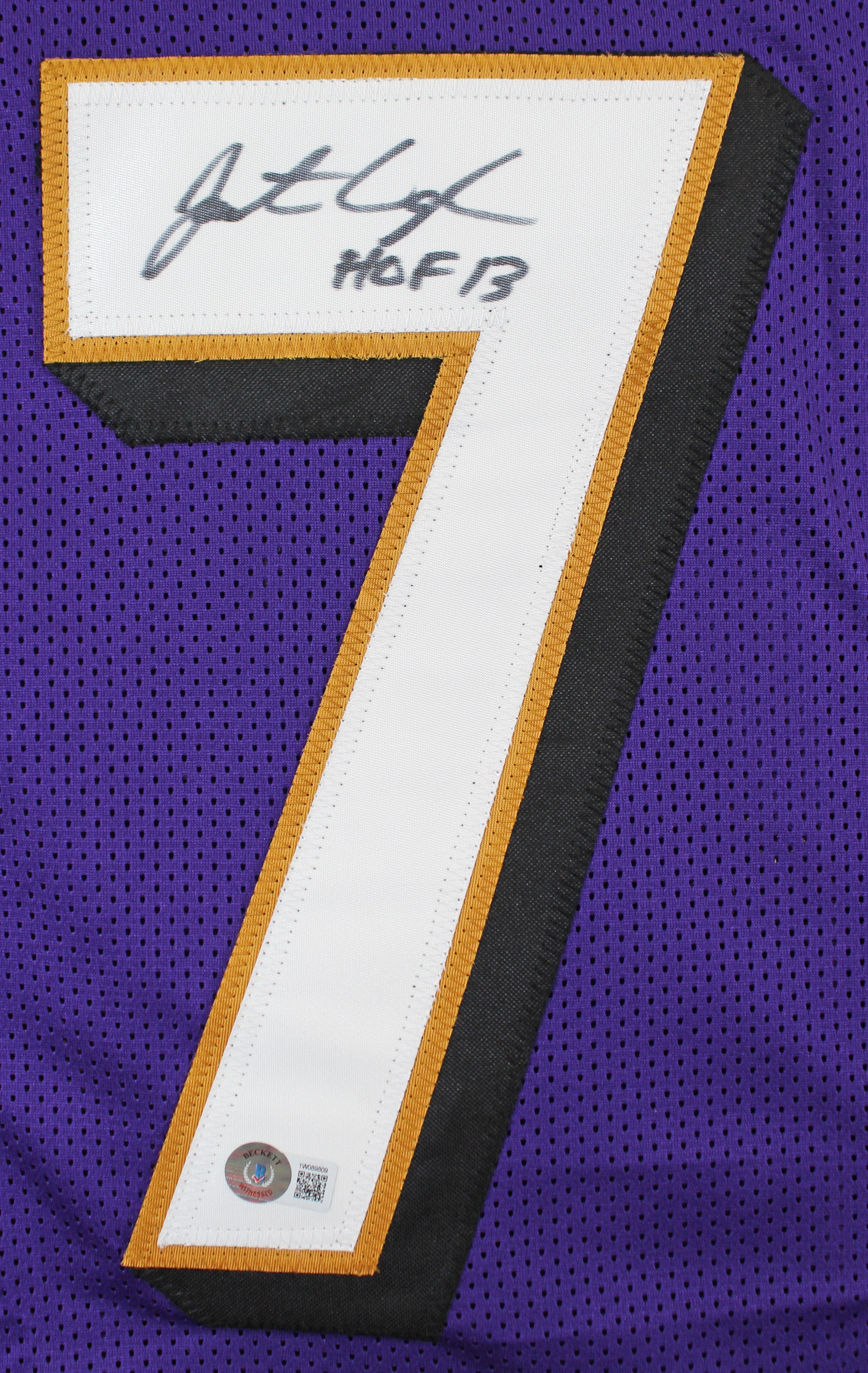 Jonathan Ogden "HOF 13" Signed Purple Pro Style Framed Jersey BAS Witnessed 2