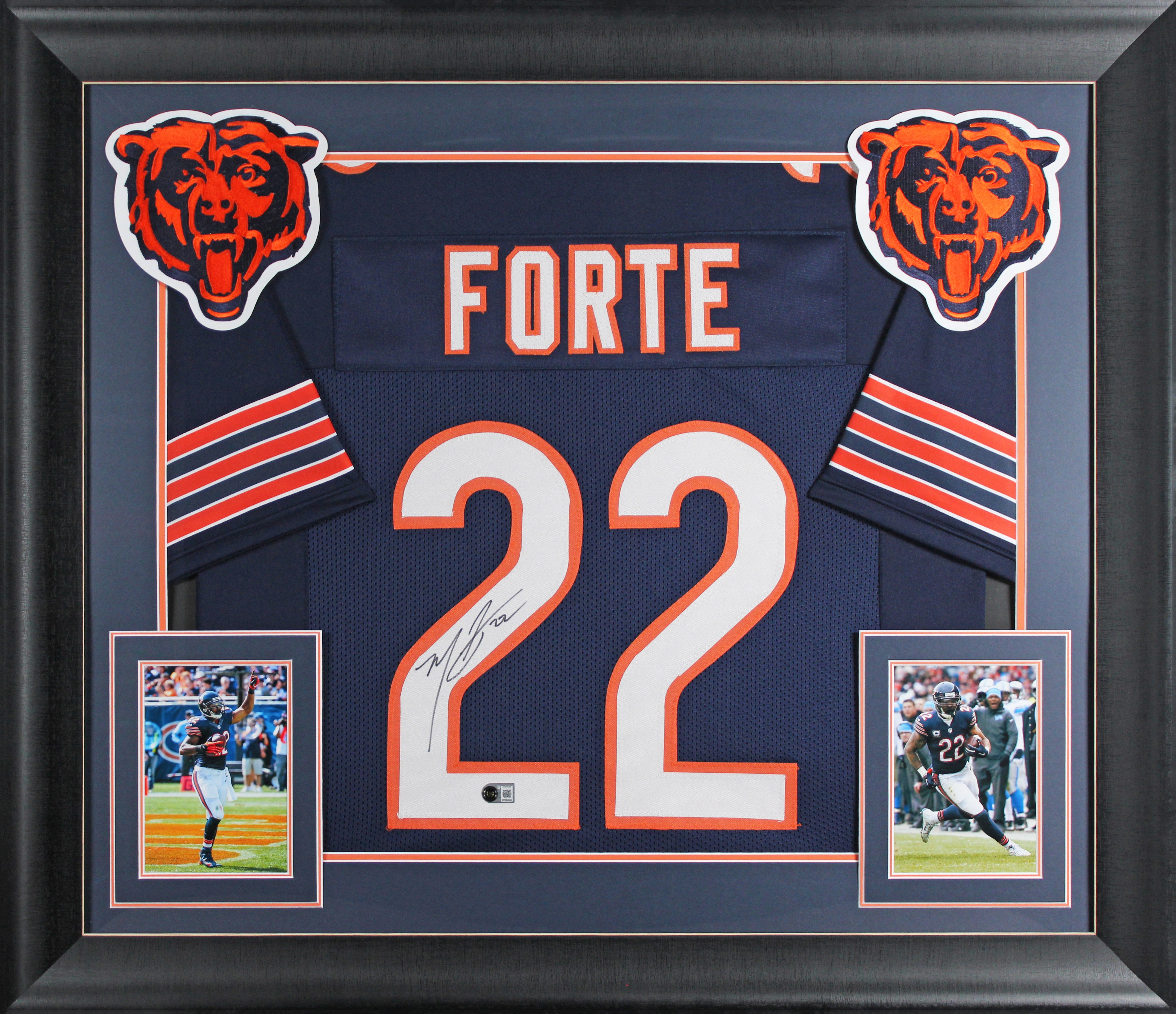 Matt Forte Authentic Signed Navy Pro Style Framed Jersey BAS Witnessed