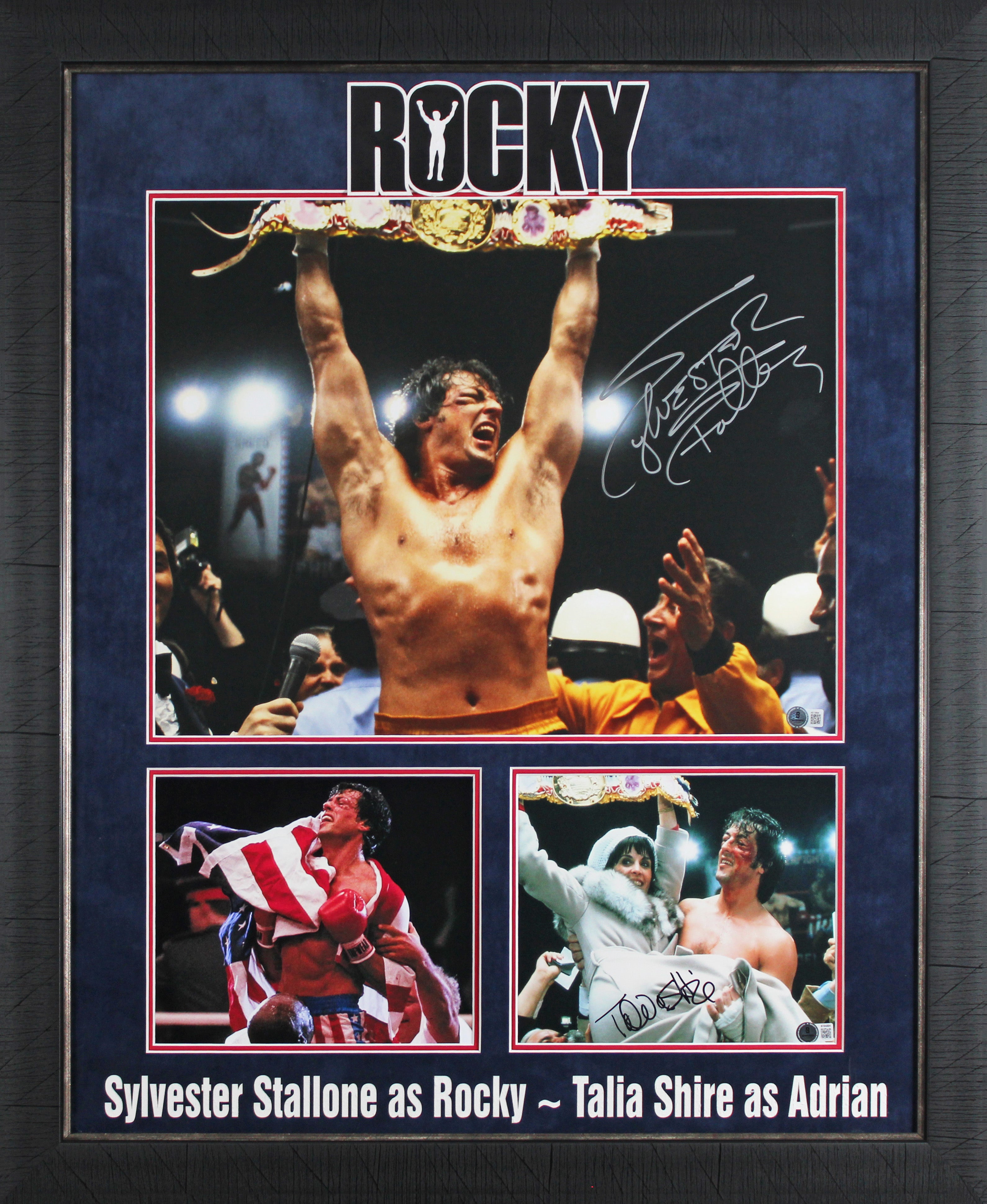 Sylvester Stallone & Talia Shire Rocky II Signed Framed Photo Display BAS