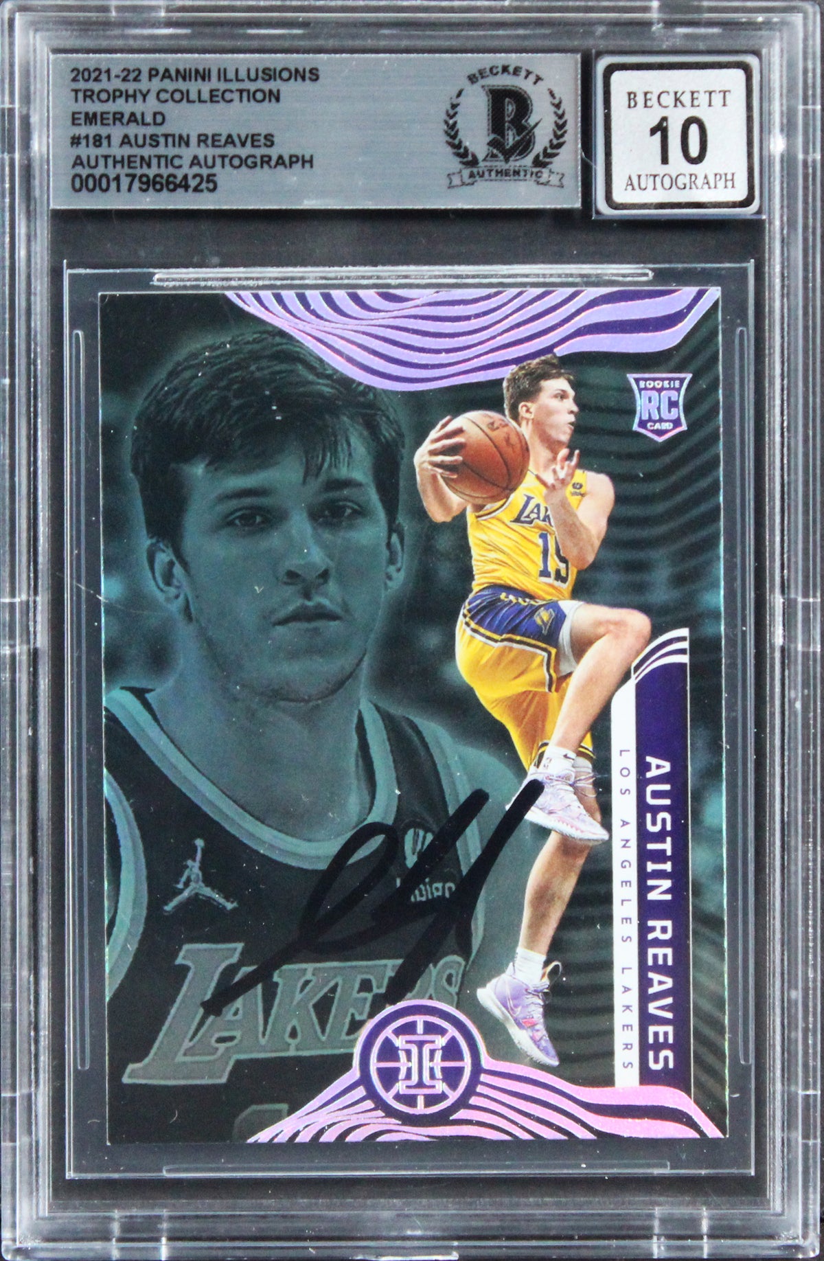 Austin Reaves Signed 2021 Panini Ill TC Em #181 Rookie Card Auto 10! BAS Slabbed