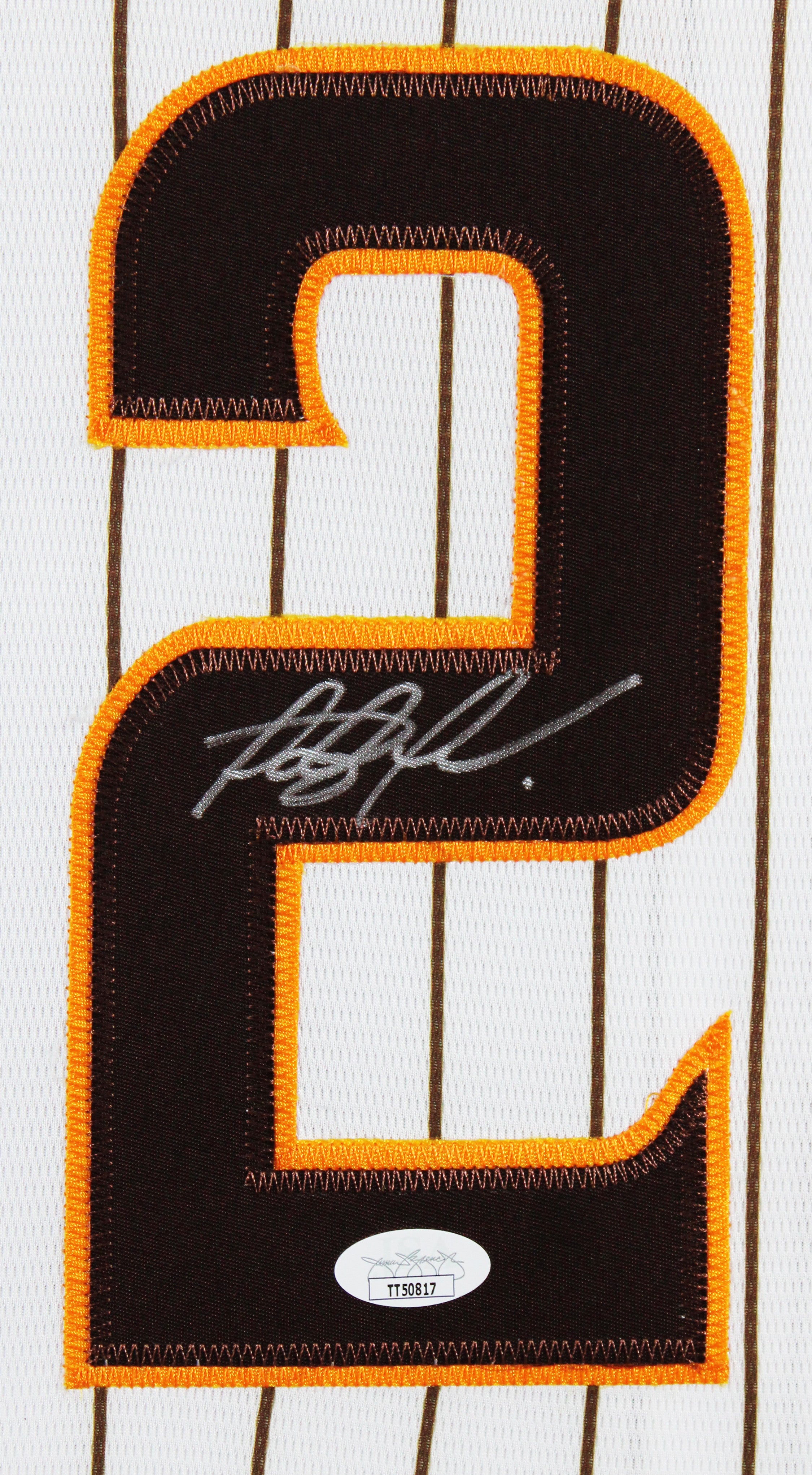 Padres Fernando Tatis Jr. Signed White Pinstriped Nike Framed Jersey JSA