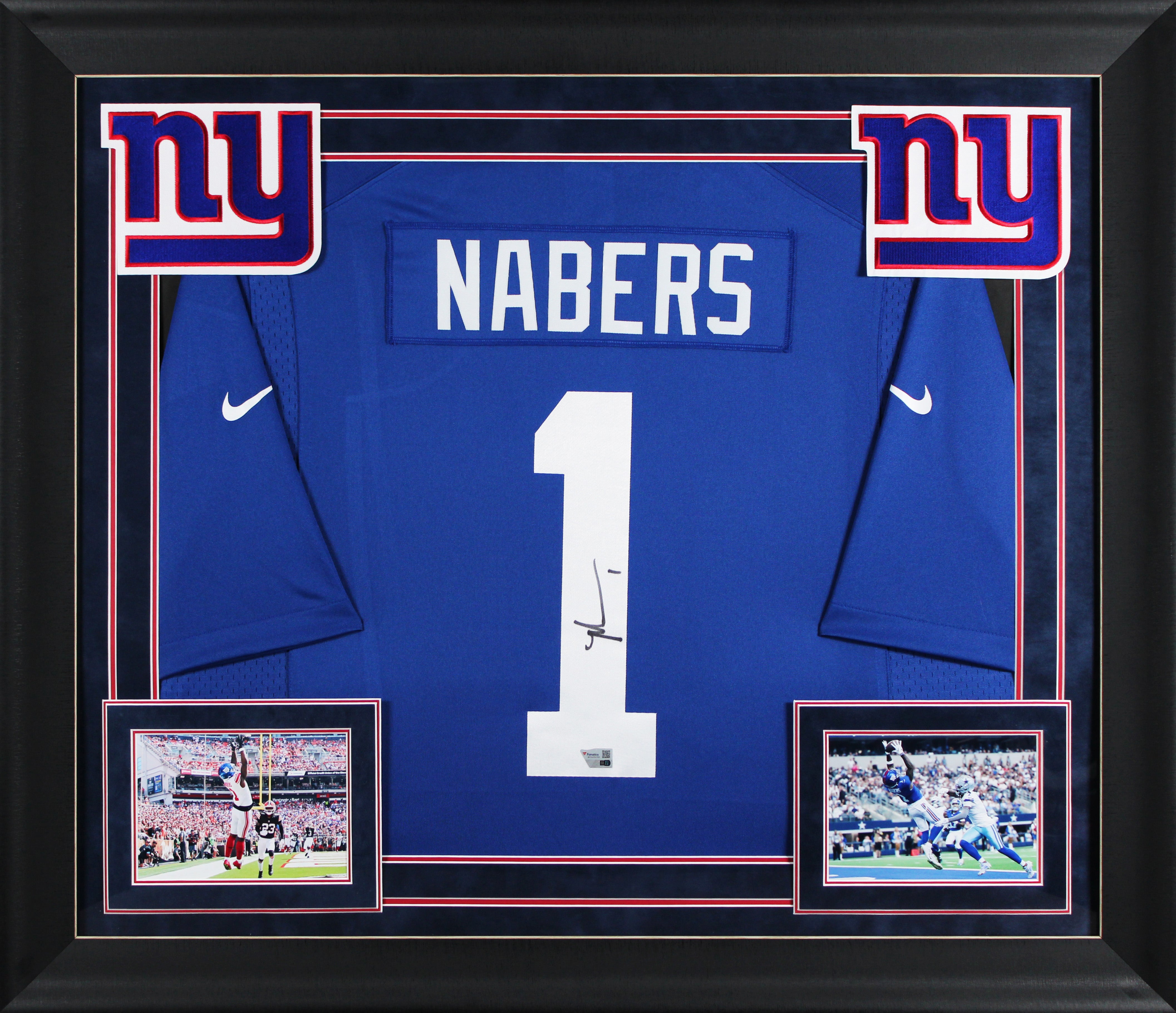 Giants Malik Nabers Authentic Signed Blue Nike Limited Framed Jersey Fanatics