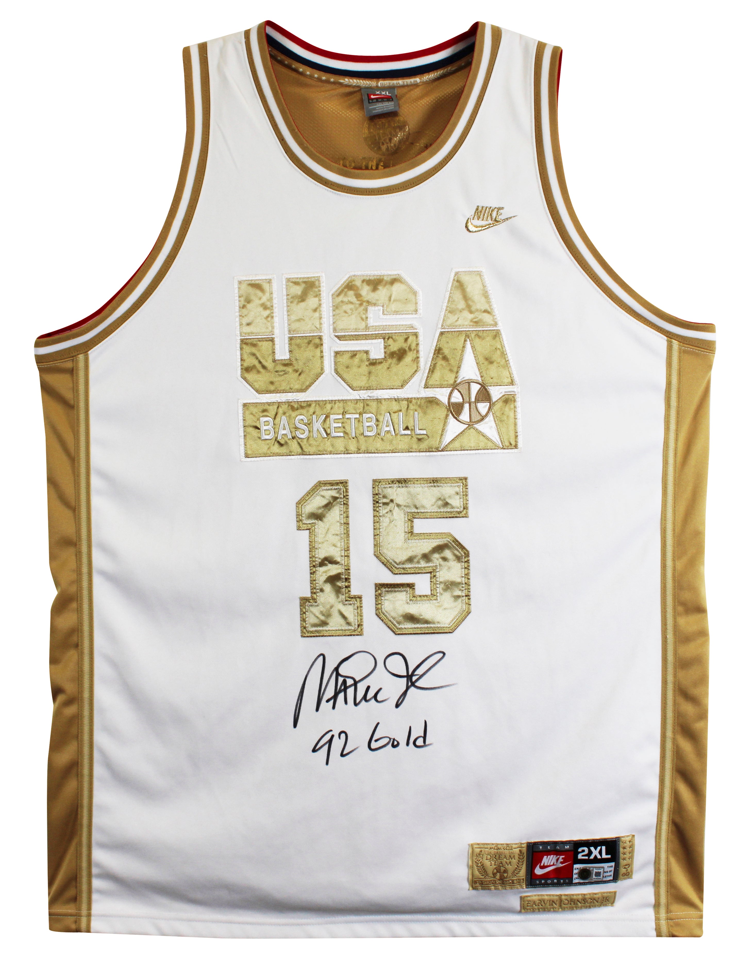 Magic Johnson "92 Gold" Signed White & Gold Nike Team USA Jersey BAS W #5W006547