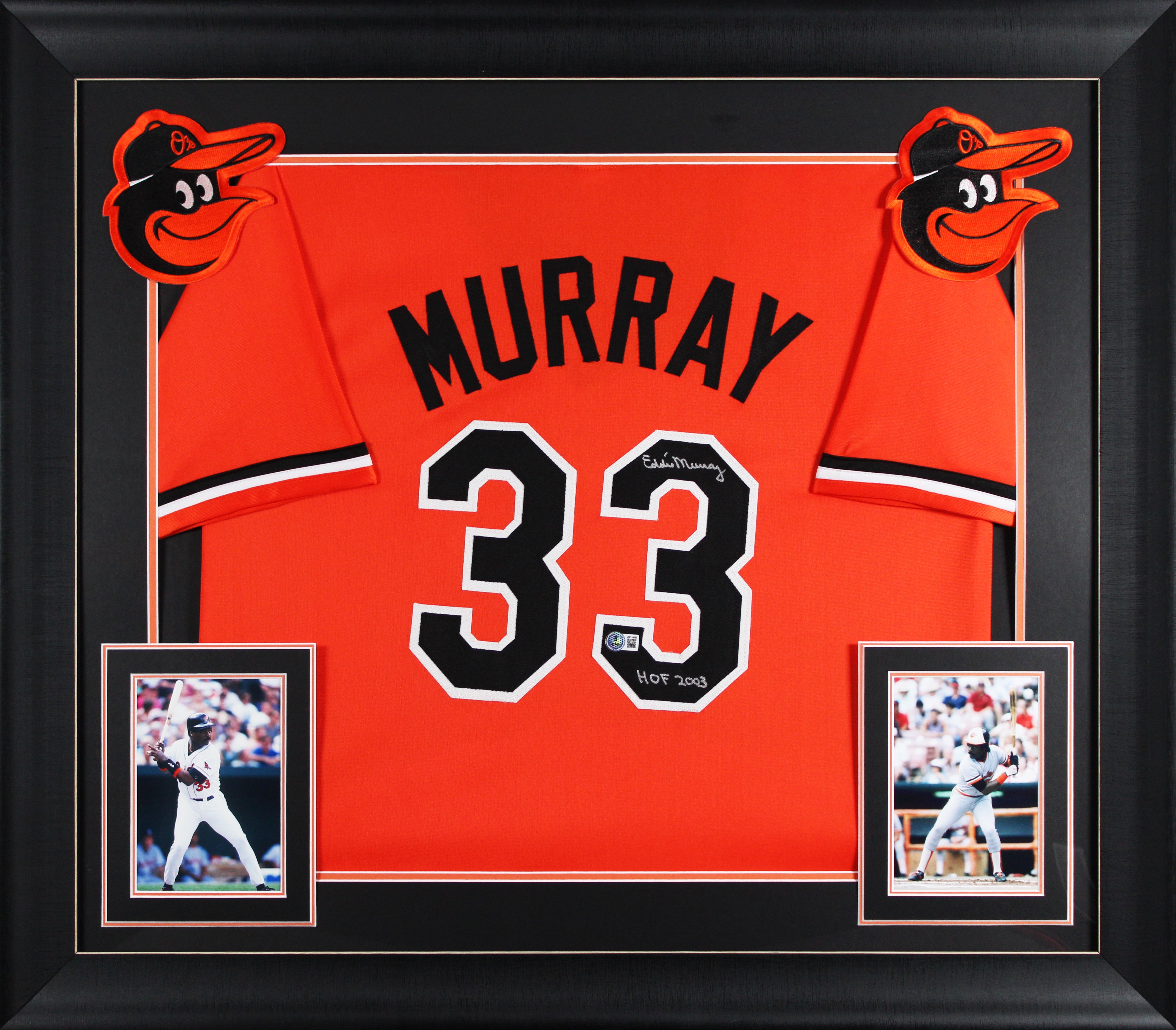 Eddie Murray "HOF 03" Signed Orange Pro Style Framed Jersey BAS Wit #4W114850
