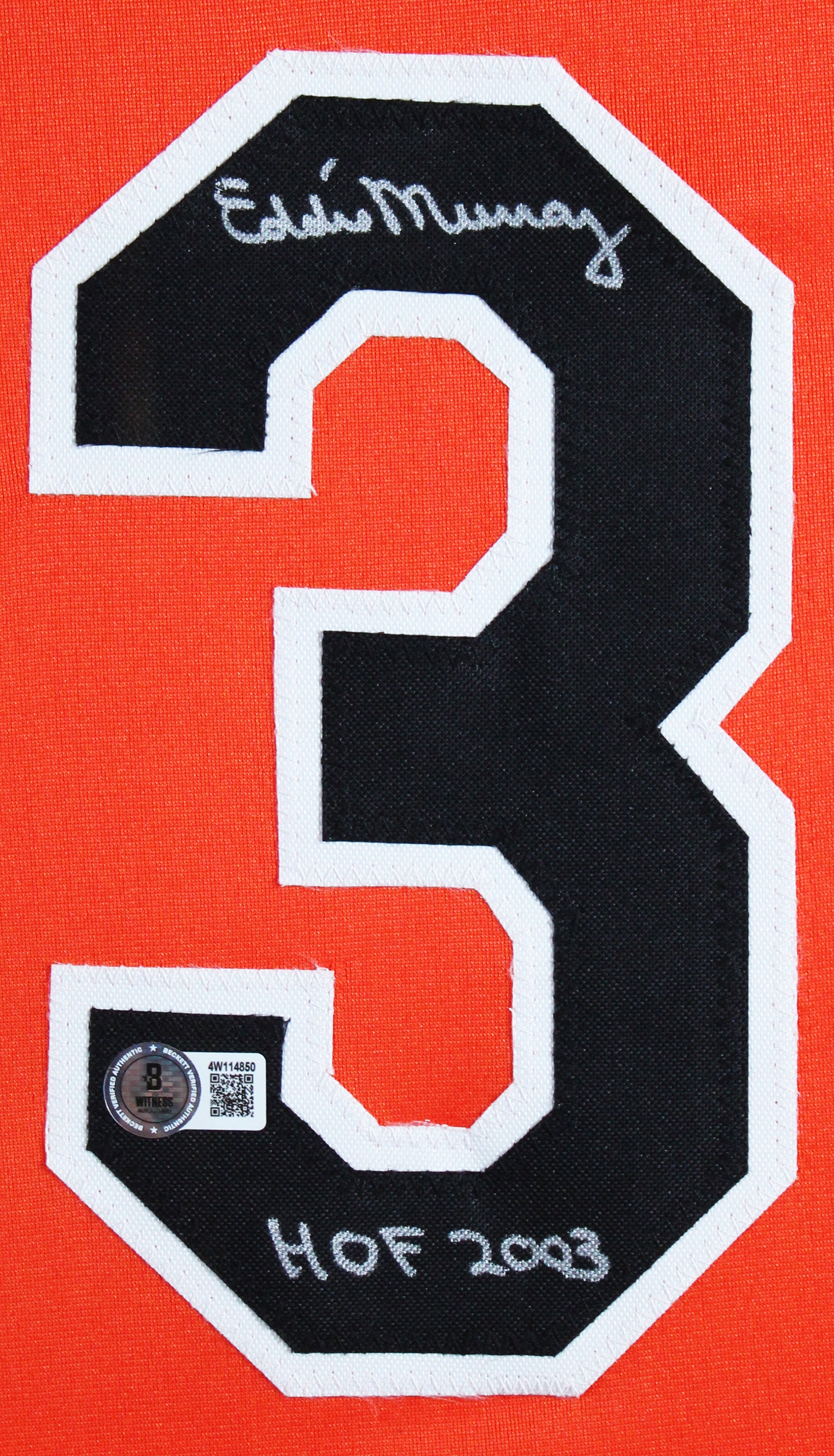 Eddie Murray "HOF 03" Signed Orange Pro Style Framed Jersey BAS Witnessed