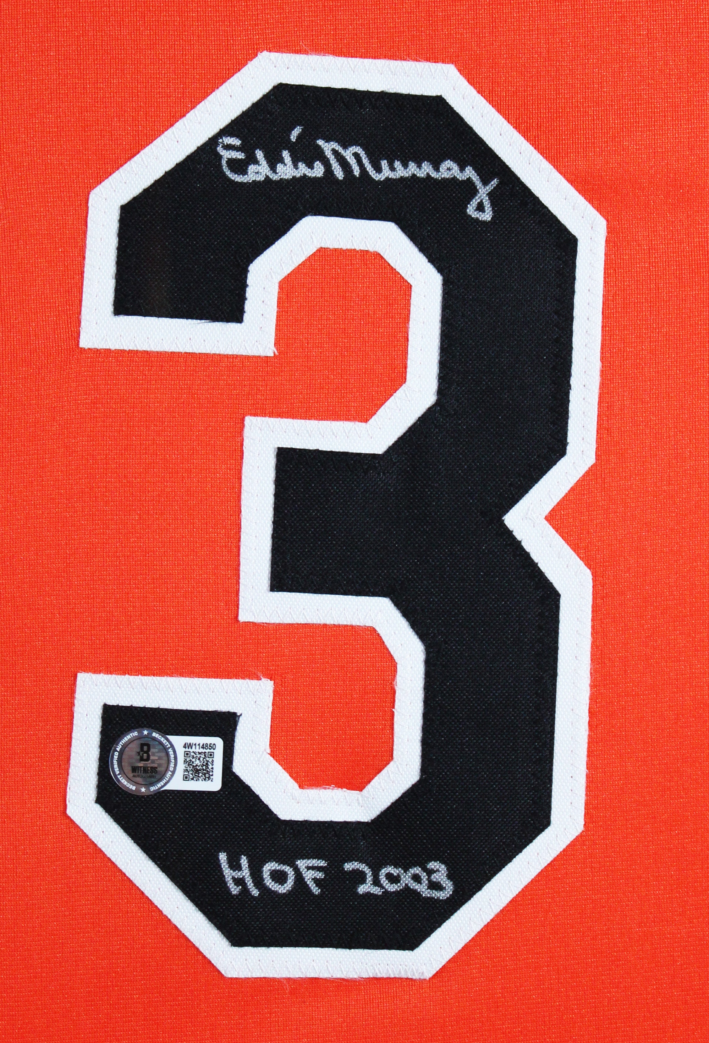 Eddie Murray "HOF 03" Signed Orange Pro Style Framed Jersey BAS Wit #4W114850