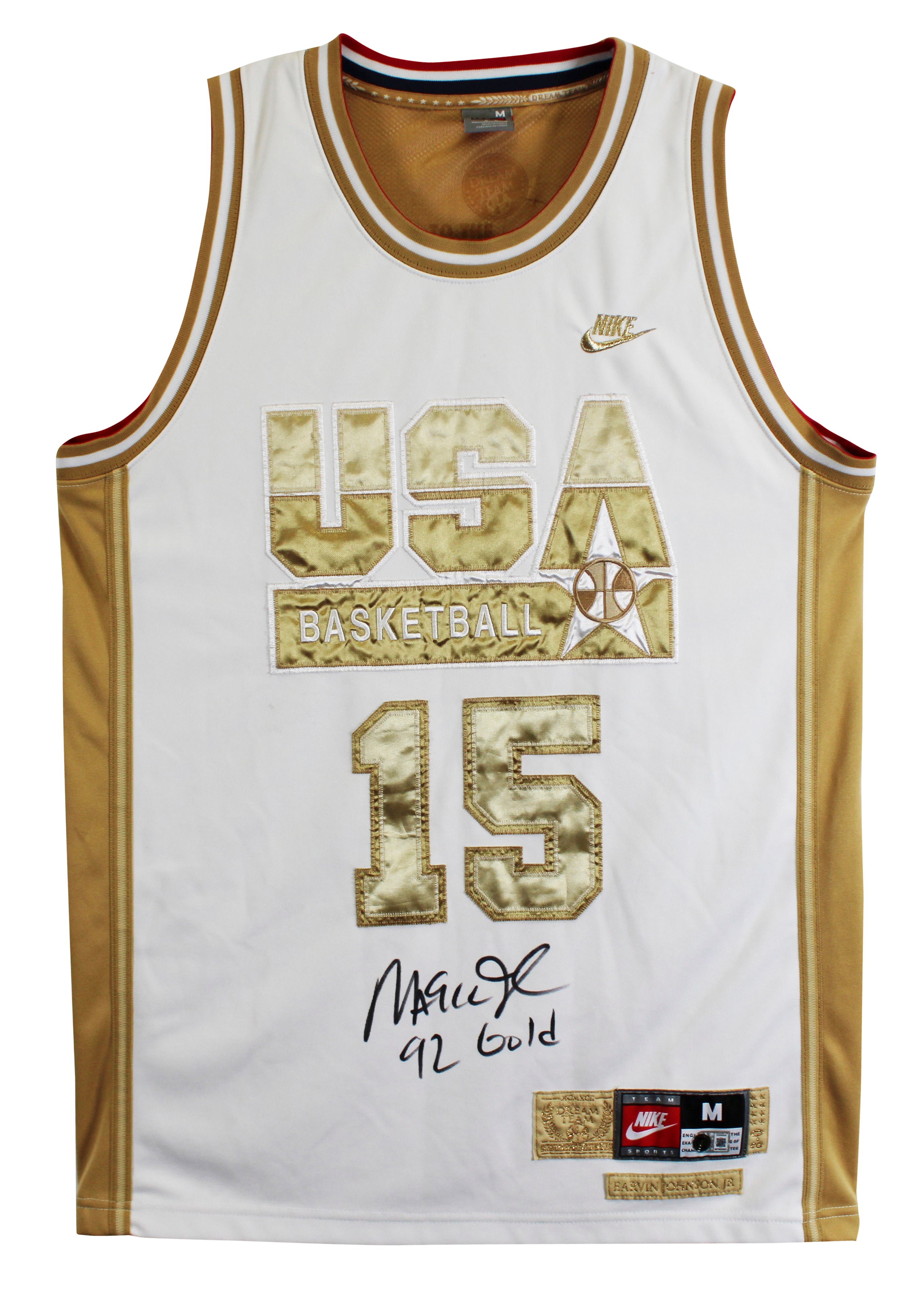Magic Johnson "92 Gold" Signed White & Gold Nike Team USA Jersey BAS W #5W006548