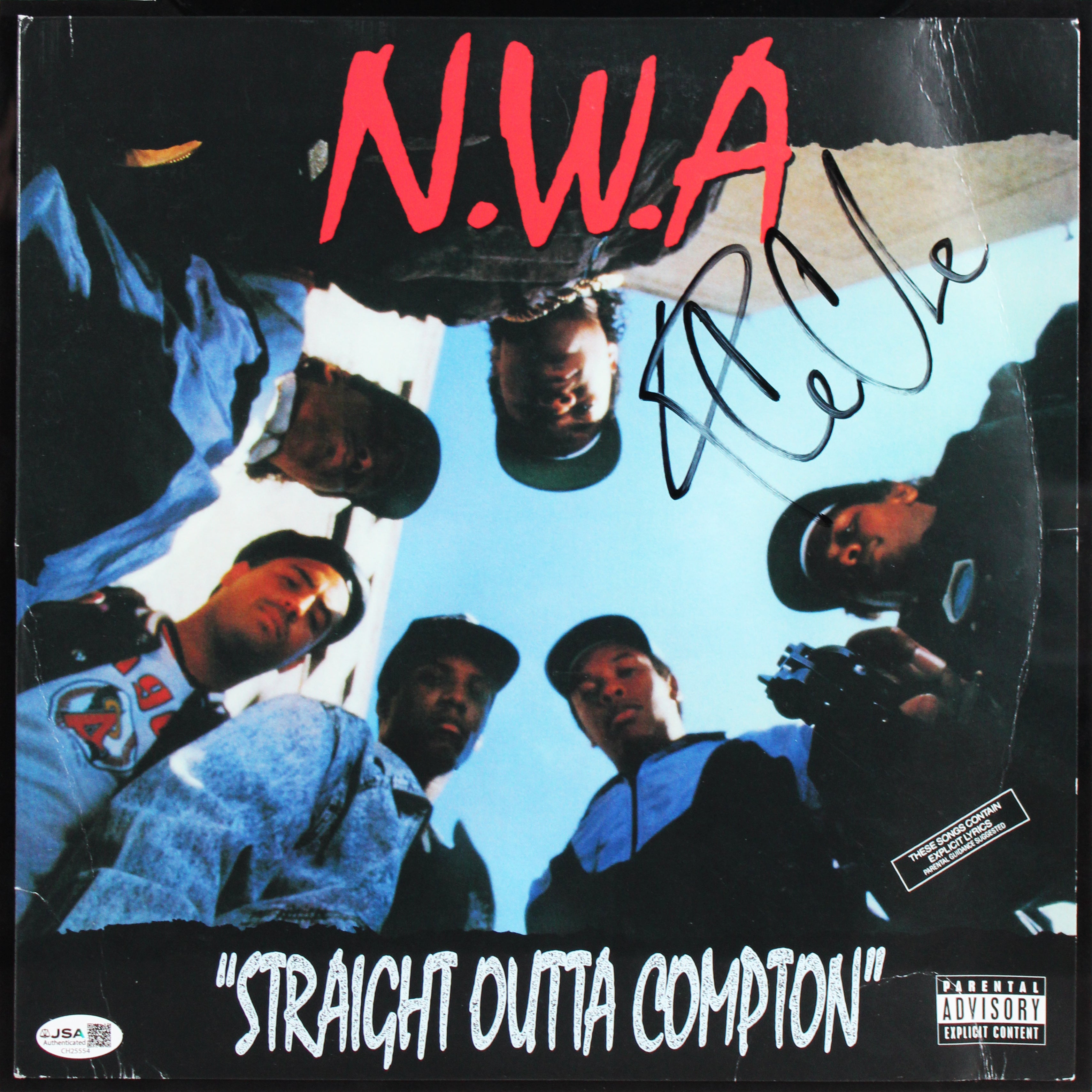 Ice Cube N.W.A Signed & Framed Straight Outta Compton Album Cover W/ Vinyl BAS 1