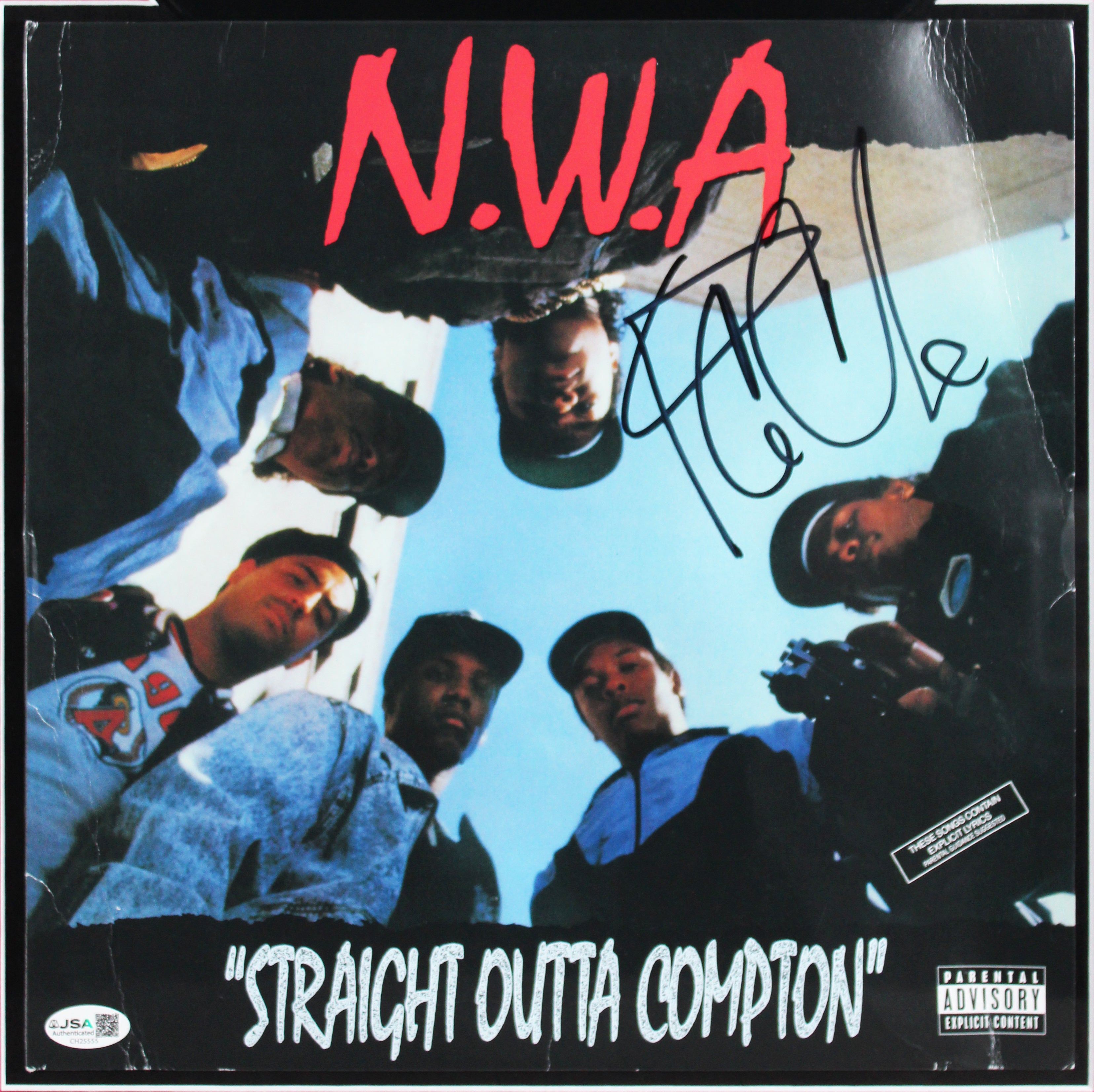Ice Cube N.W.A Signed & Framed Straight Outta Compton Album Cover W/ Vinyl BAS 2