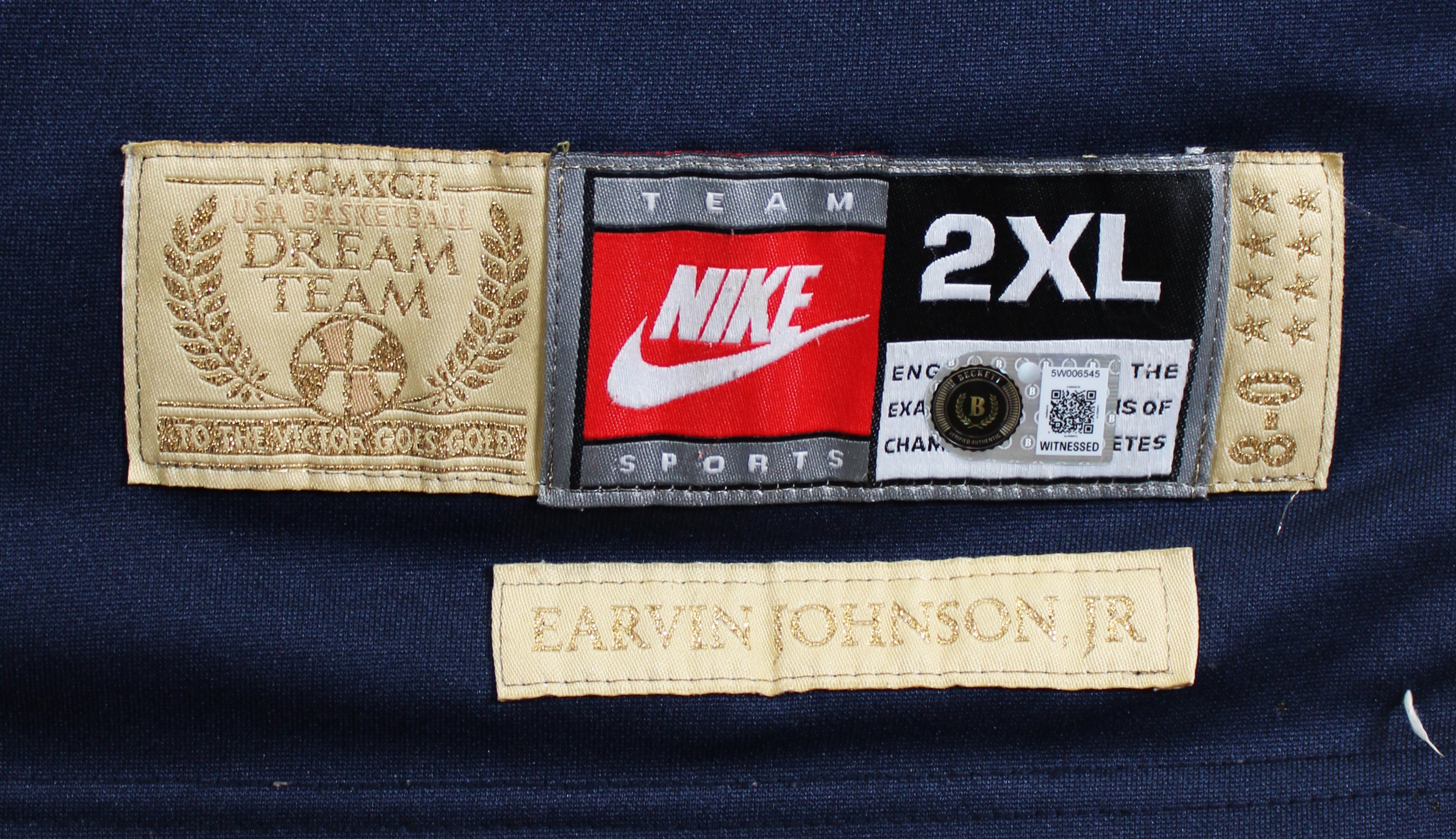 Magic Johnson "92 Gold" Signed Navy & Gold Nike Team USA Jersey BAS W #5W006545