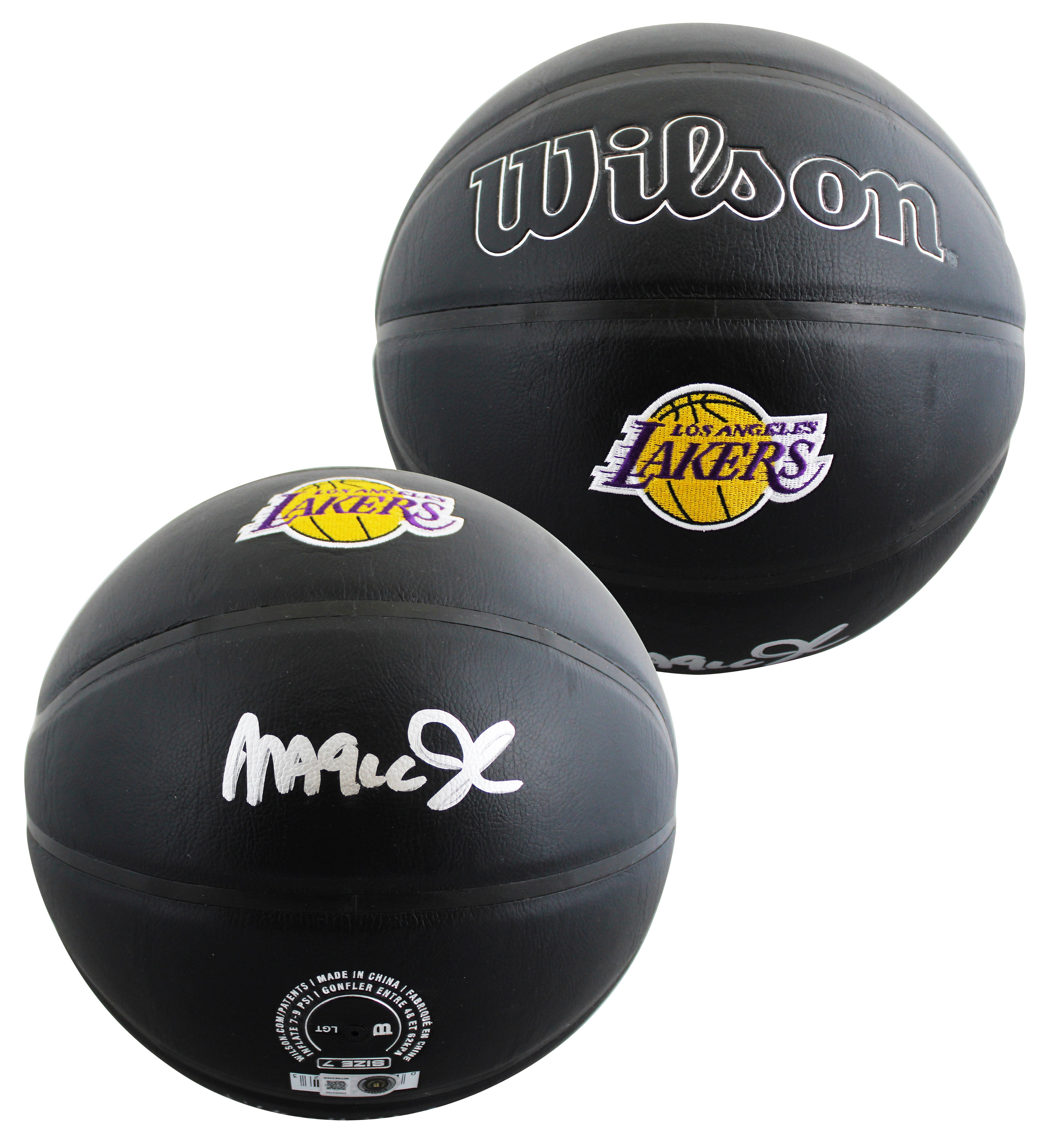 Lakers Magic Johnson Authentic Signed Black Wilson Logo Basketball BAS Witnessed
