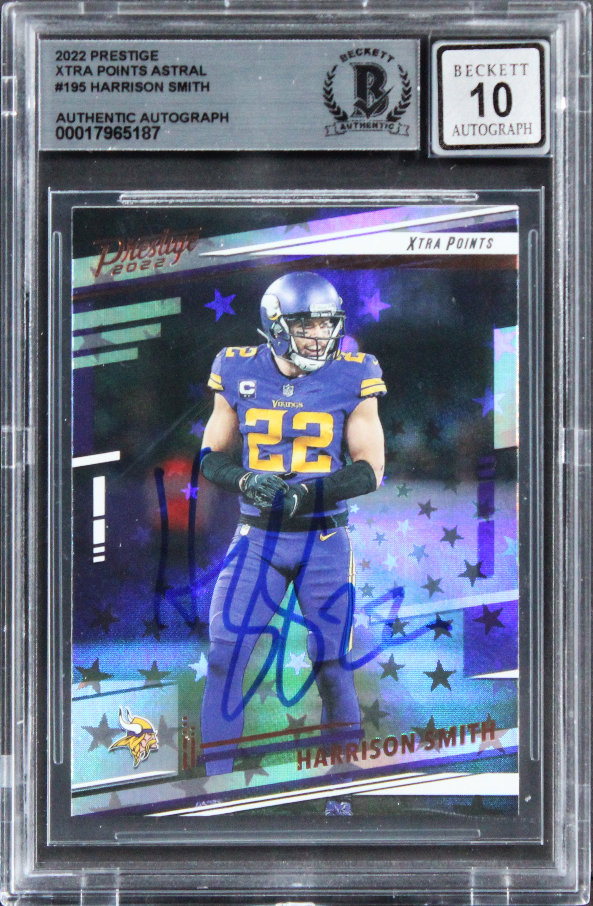 Vikings Harrison Smith Signed 2022 Prestige XP A #195 Card Auto 10! BAS Slabbed