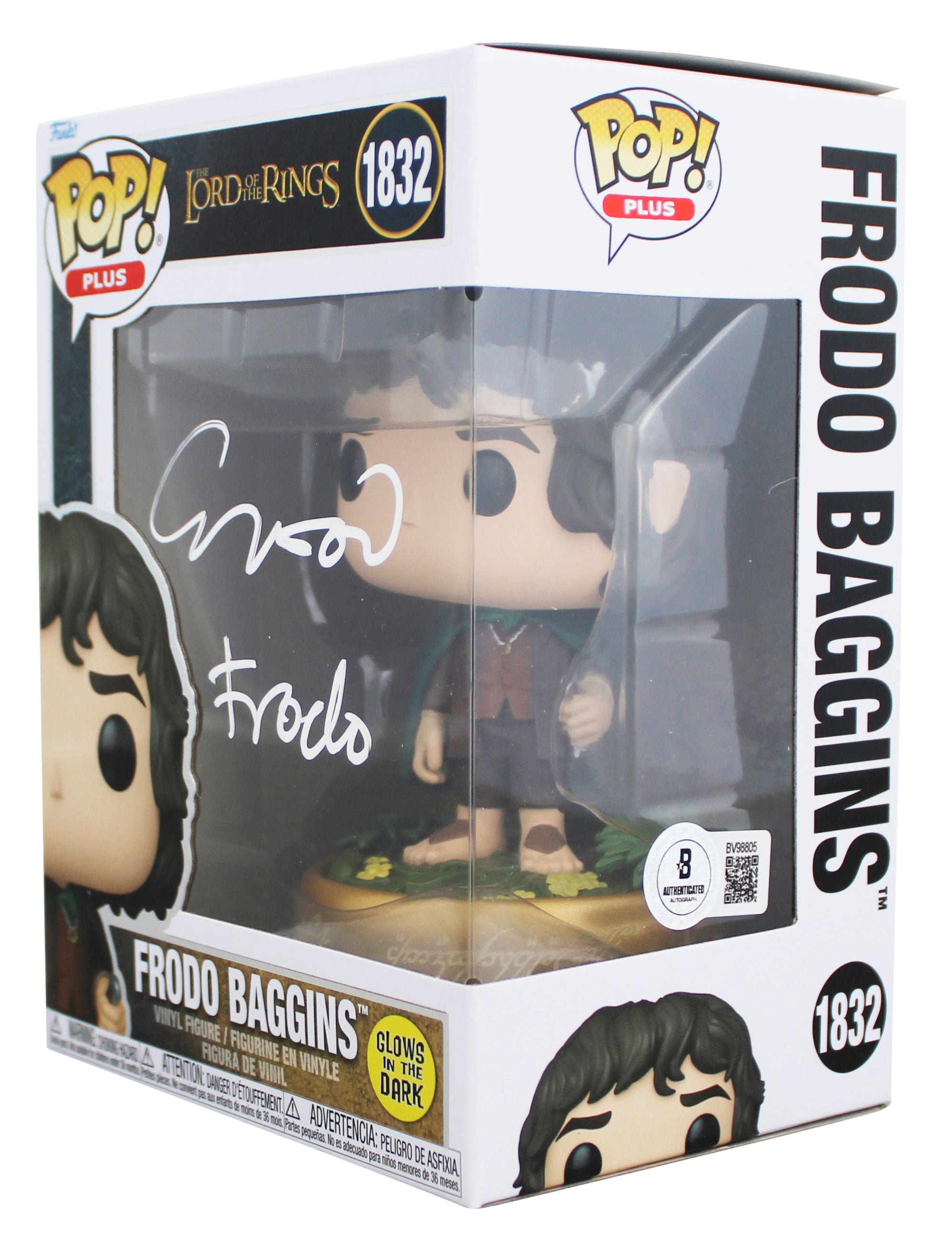 Elijah Wood LOTR "Frodo" Signed #1832 Funko Pop Figure w/ White Sig BAS