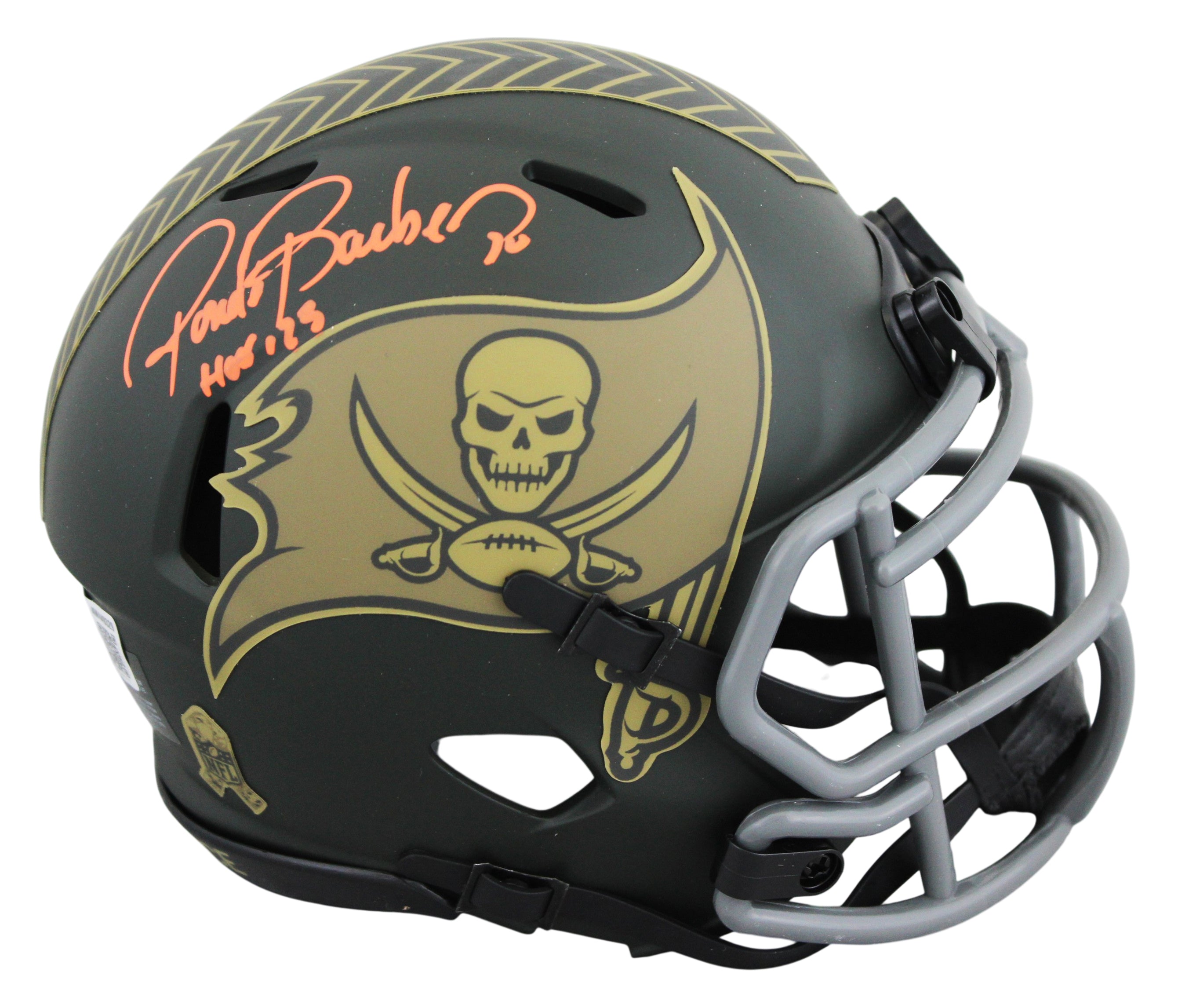Bucs Ronde Barber "HOF 23"  Signed STS IV Speed Mini Helmet W/ Case BAS Witness
