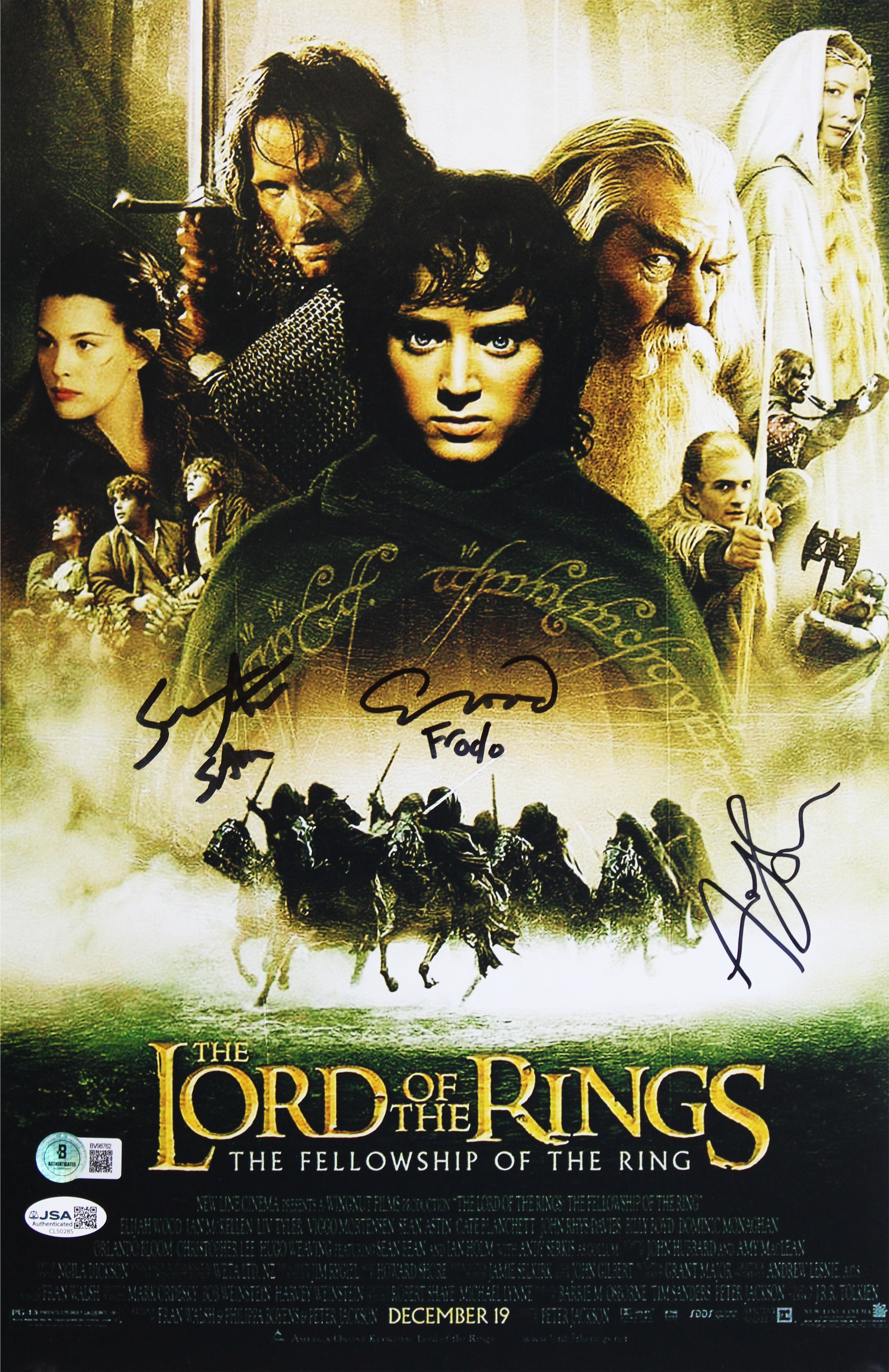 The Lord of the Rings (3) Wood, Astin & Serkis Signed 11x17 Photo BAS #BV98762