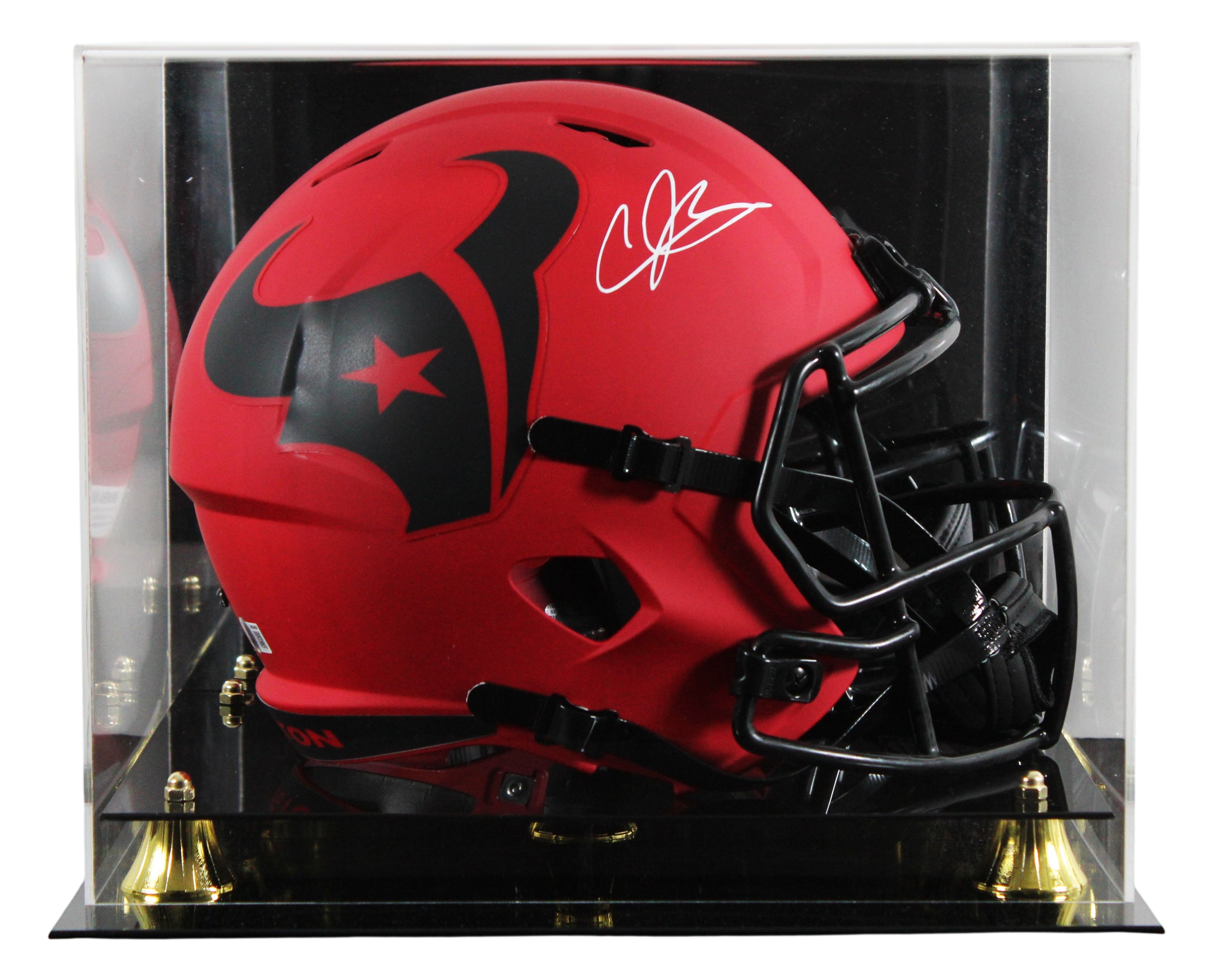 Texans Andre Johnson Signed Rave Full Size Speed Rep Helmet W/ Case BAS Witness