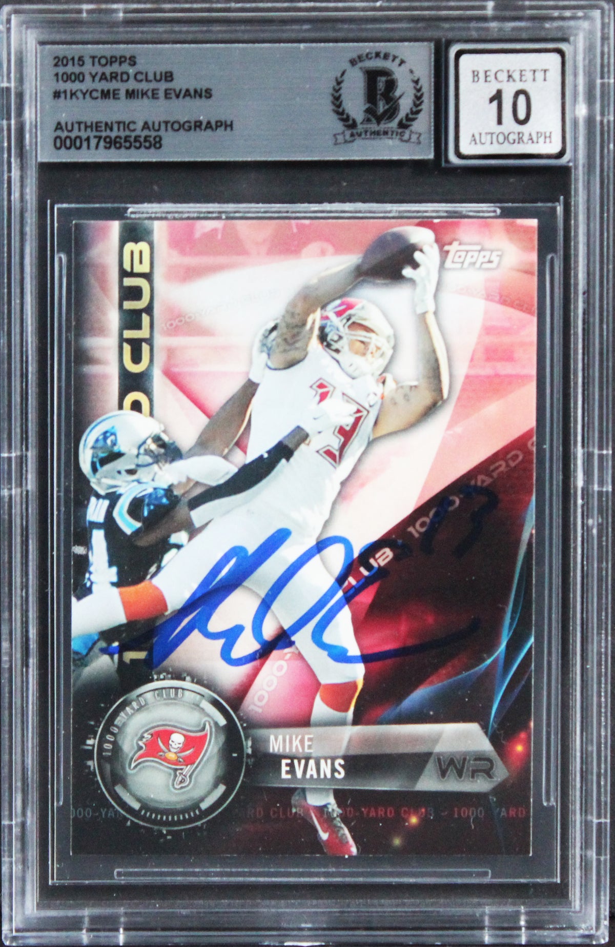 Bucs Mike Evans Signed 2015 Topps 1000 Yd Club #1KYCME Card Auto 10! BAS Slabbed