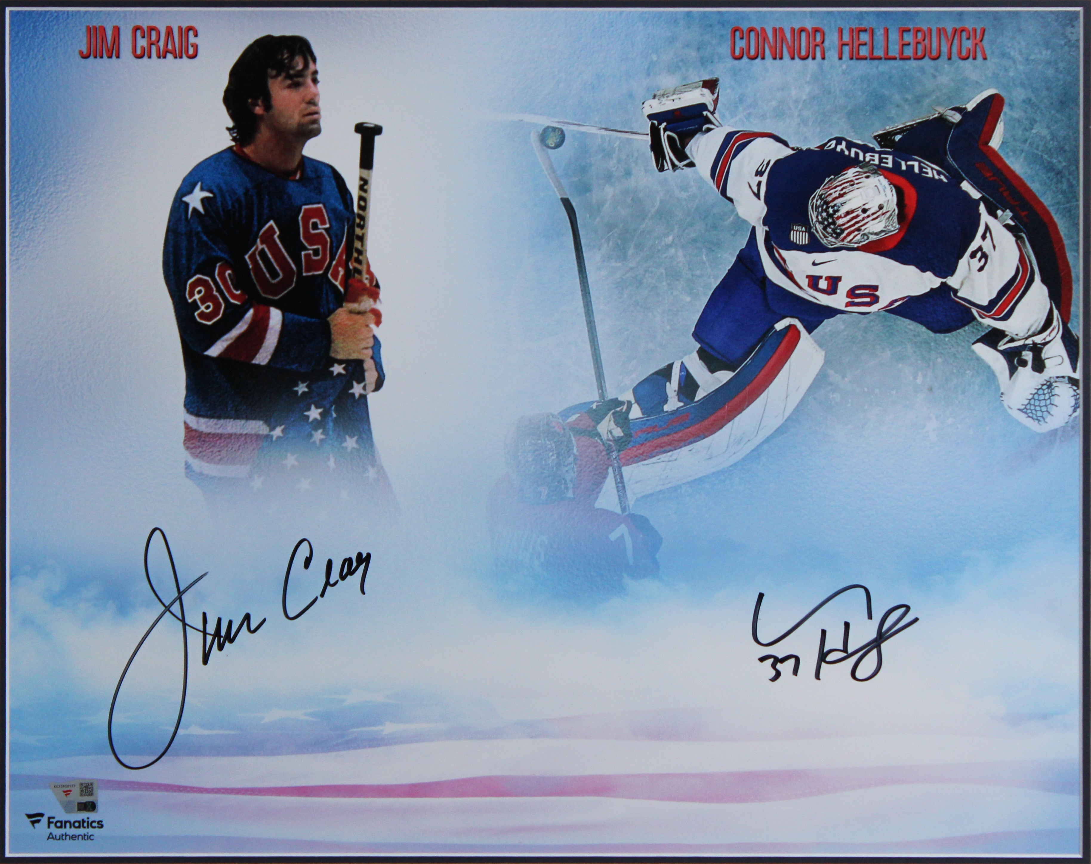 Jim Craig & Connor Hellebuyck Team USA Signed 16x20 Framed Photo Fanatics