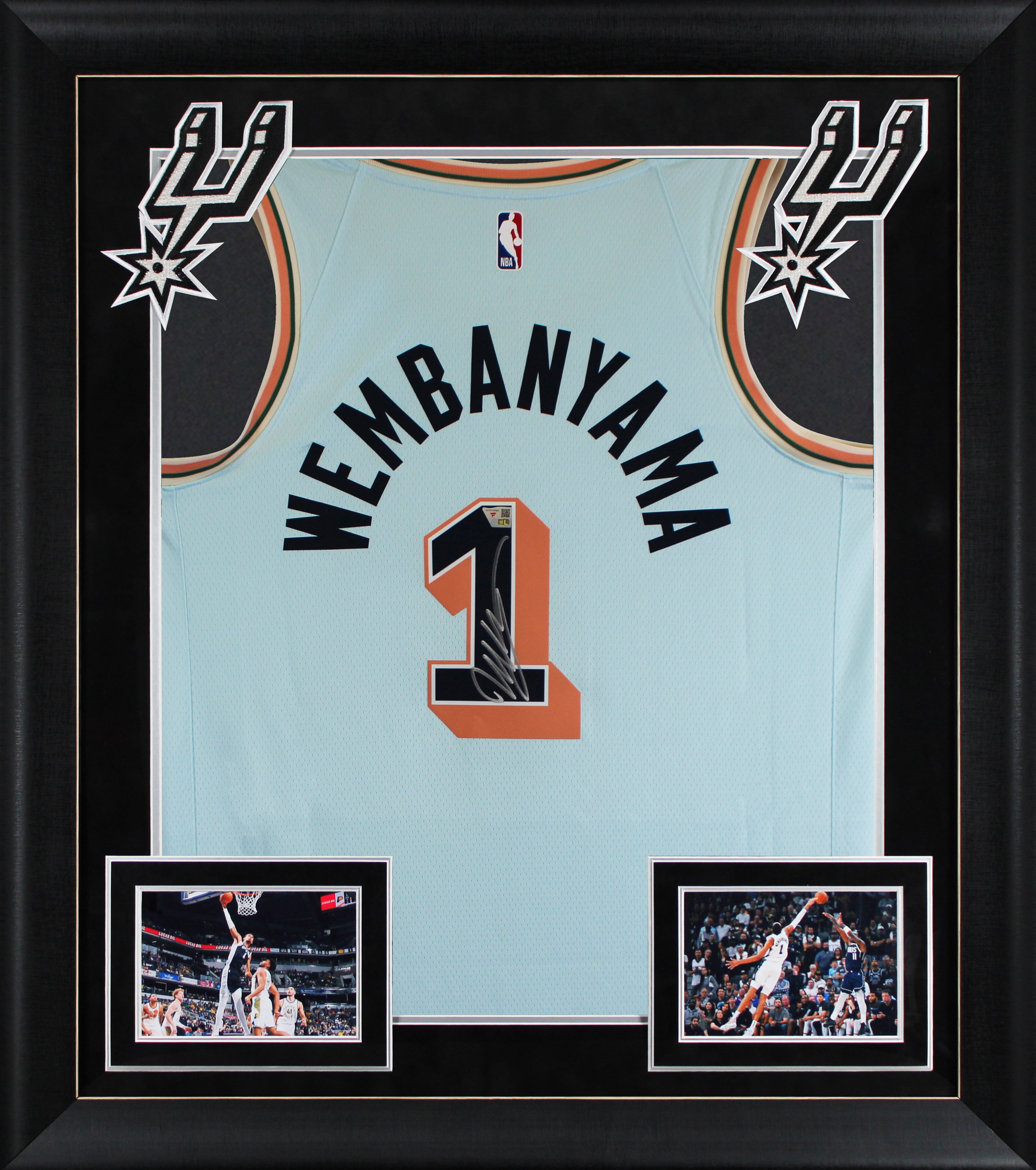 Spurs Victor Wembanyama Signed 2024 Blue Nike City Ed. Framed Jersey Fanatics
