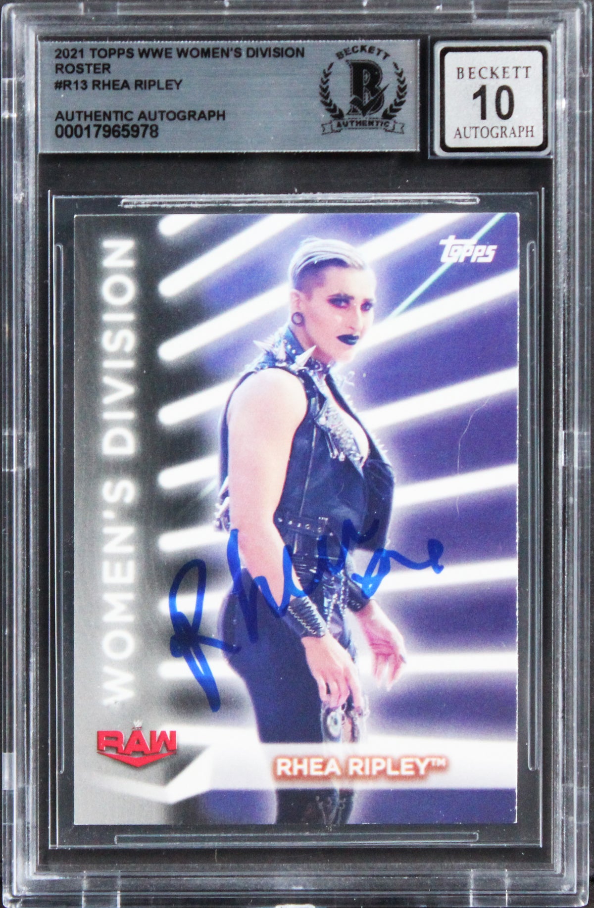 Rhea Ripley Signed 2021 Topps WWE Women's Div R #R13 Card Auto 10! BAS Slabbed