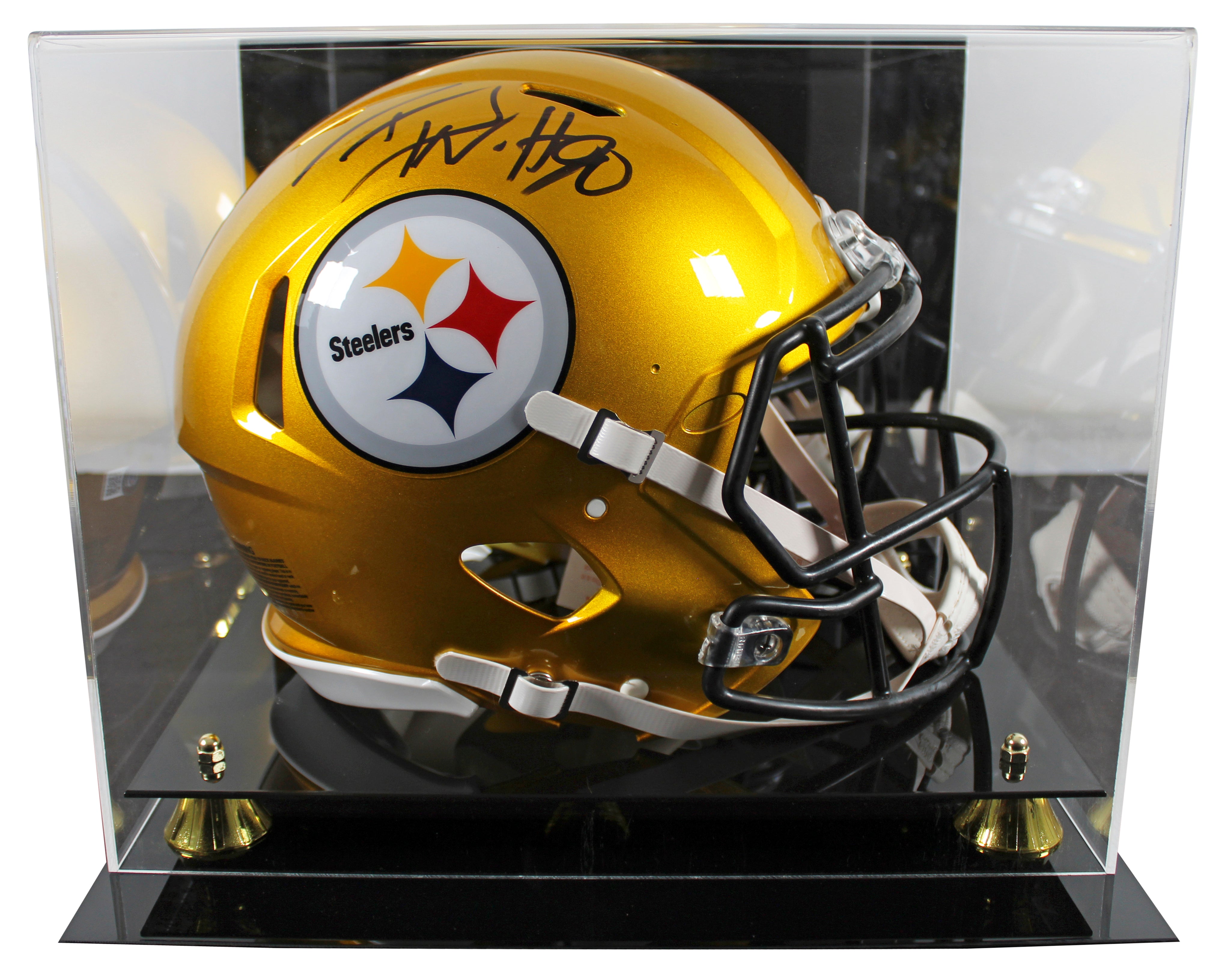 Steelers T.J. Watt Signed Flash Full Size Speed Proline Helmet W/ Case BAS Wit