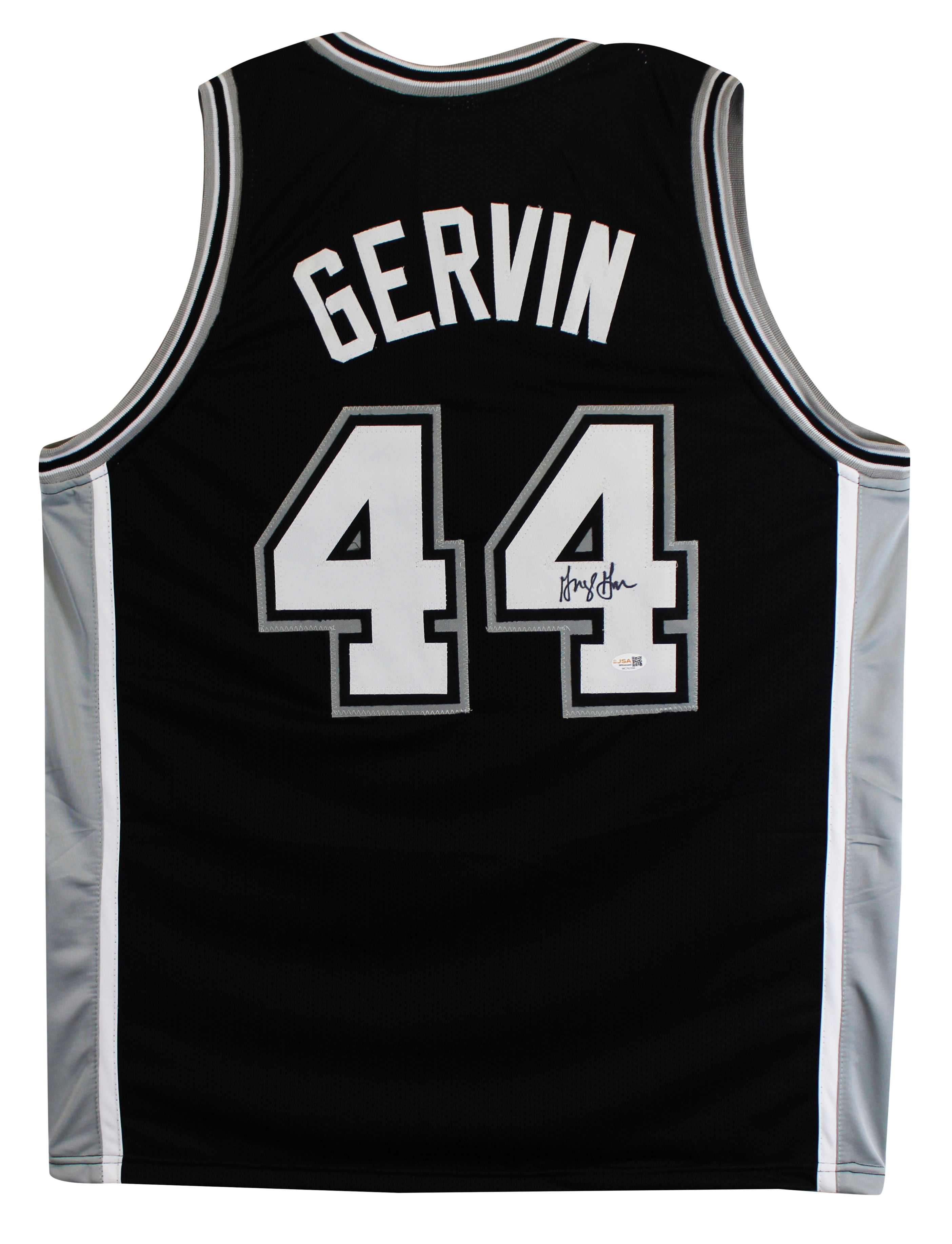 George Gervin Authentic Signed Black Pro Style Jersey Autographed JSA Witness