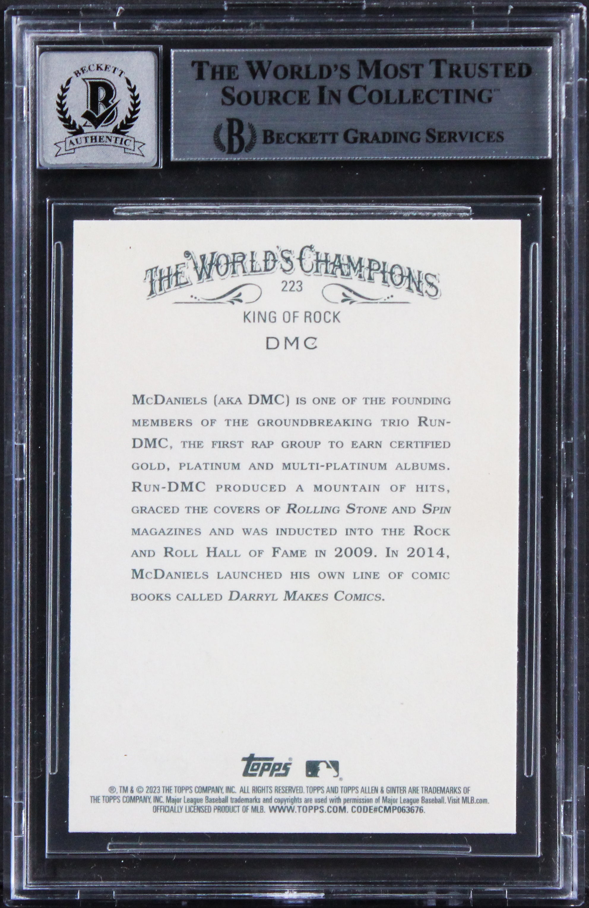Darryl McDaniels Run DMC Signed 2023 Topps A&G #223 Card Auto 10! BAS Slabbed