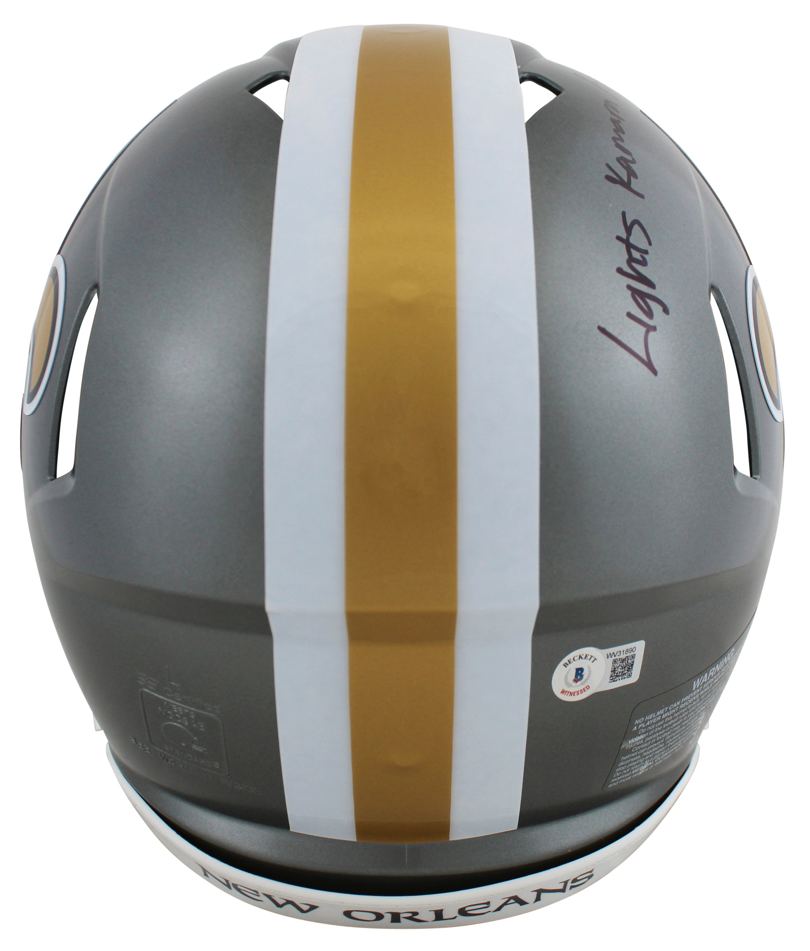 Saints Alvin Kamara "LKA" Signed Flash F/S Speed Proline Helmet W/ Case BAS Wit