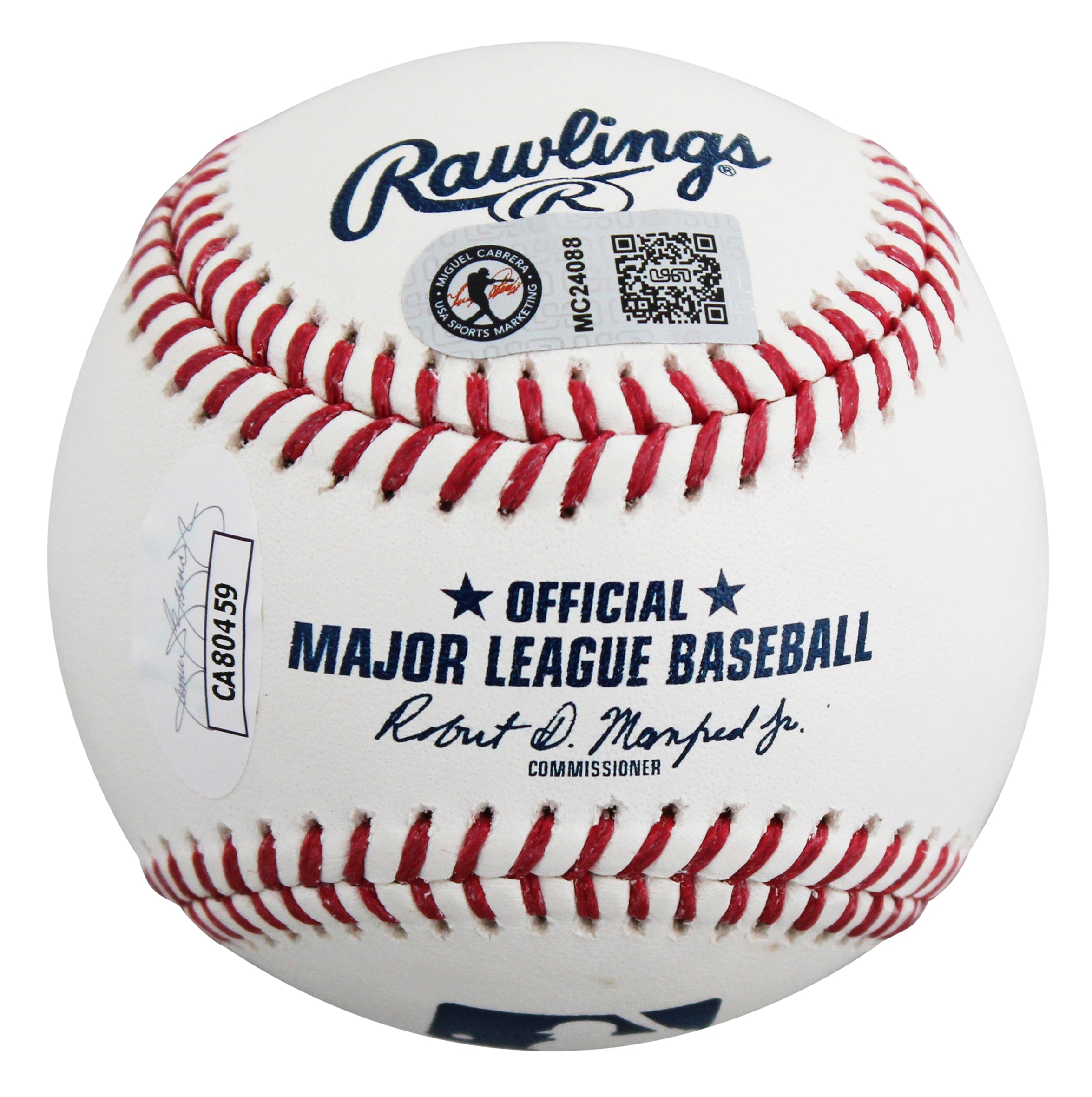 Tigers Miguel Cabrera Authentic Signed Robert Manfred OML Baseball W/ Case JSA