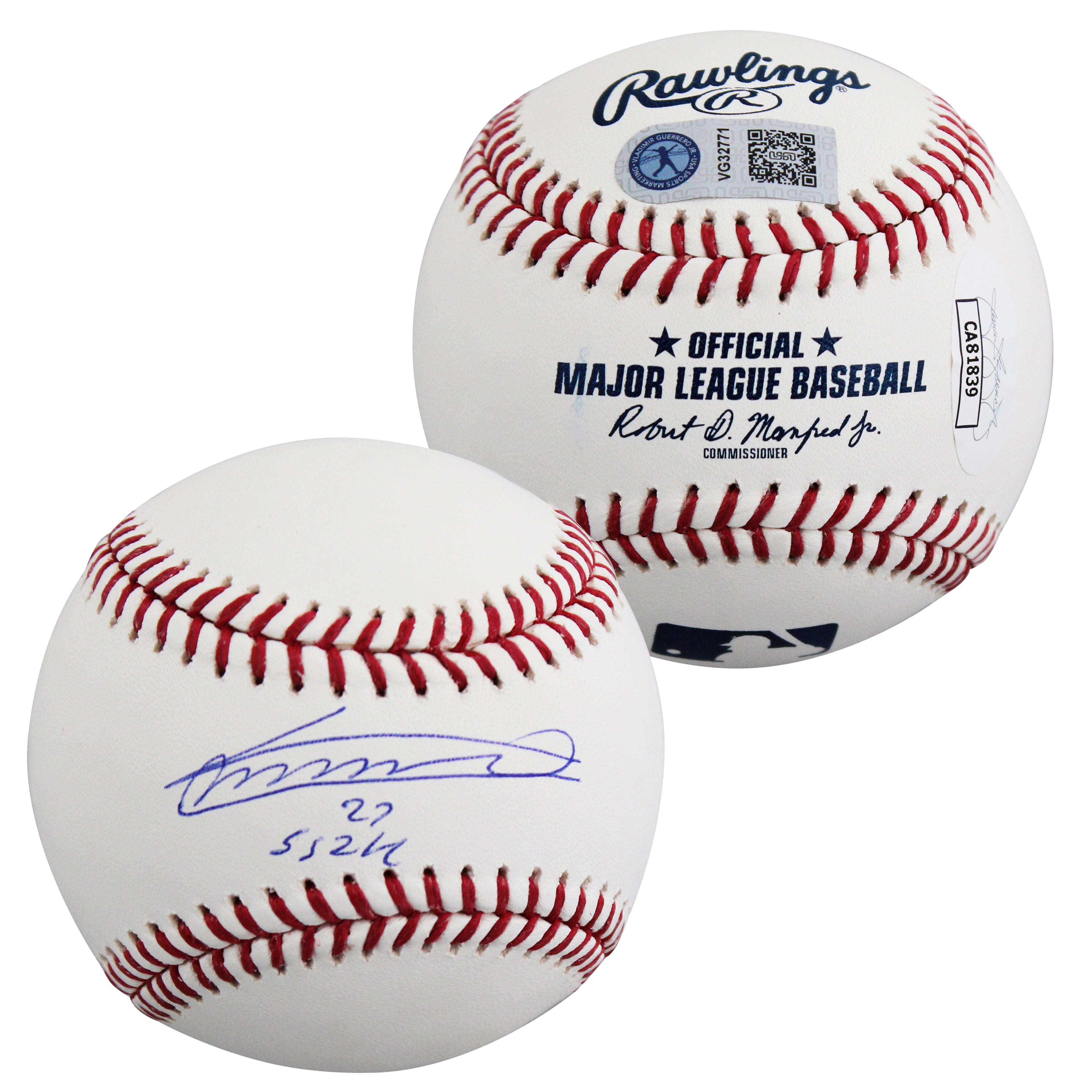 Blue Jays Vladimir Guerrero Jr. "SS 24" Authentic Signed OML Baseball JSA