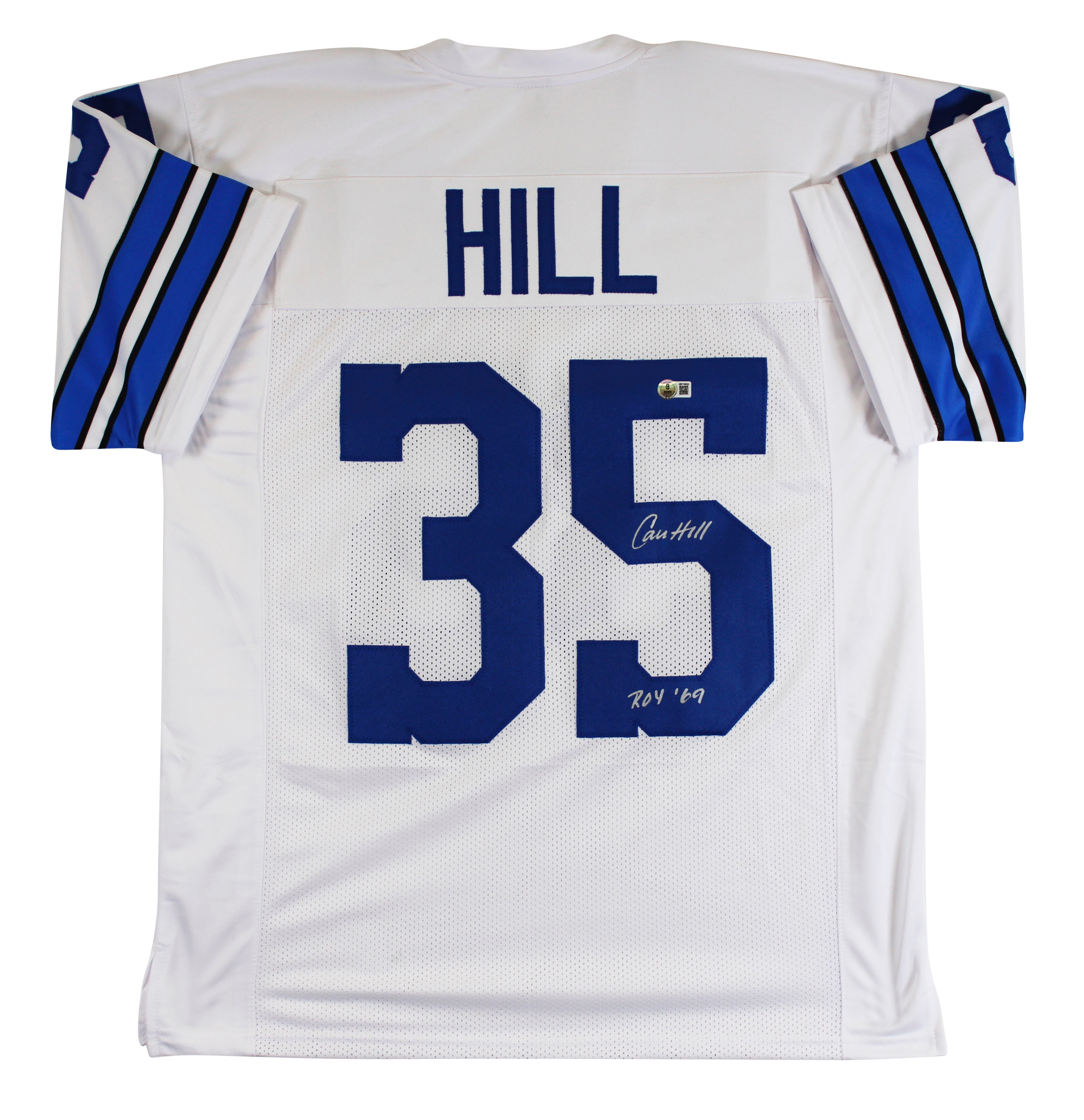 Calvin Hill "ROY 1969" Authentic Signed White Pro Style Jersey BAS Witnessed