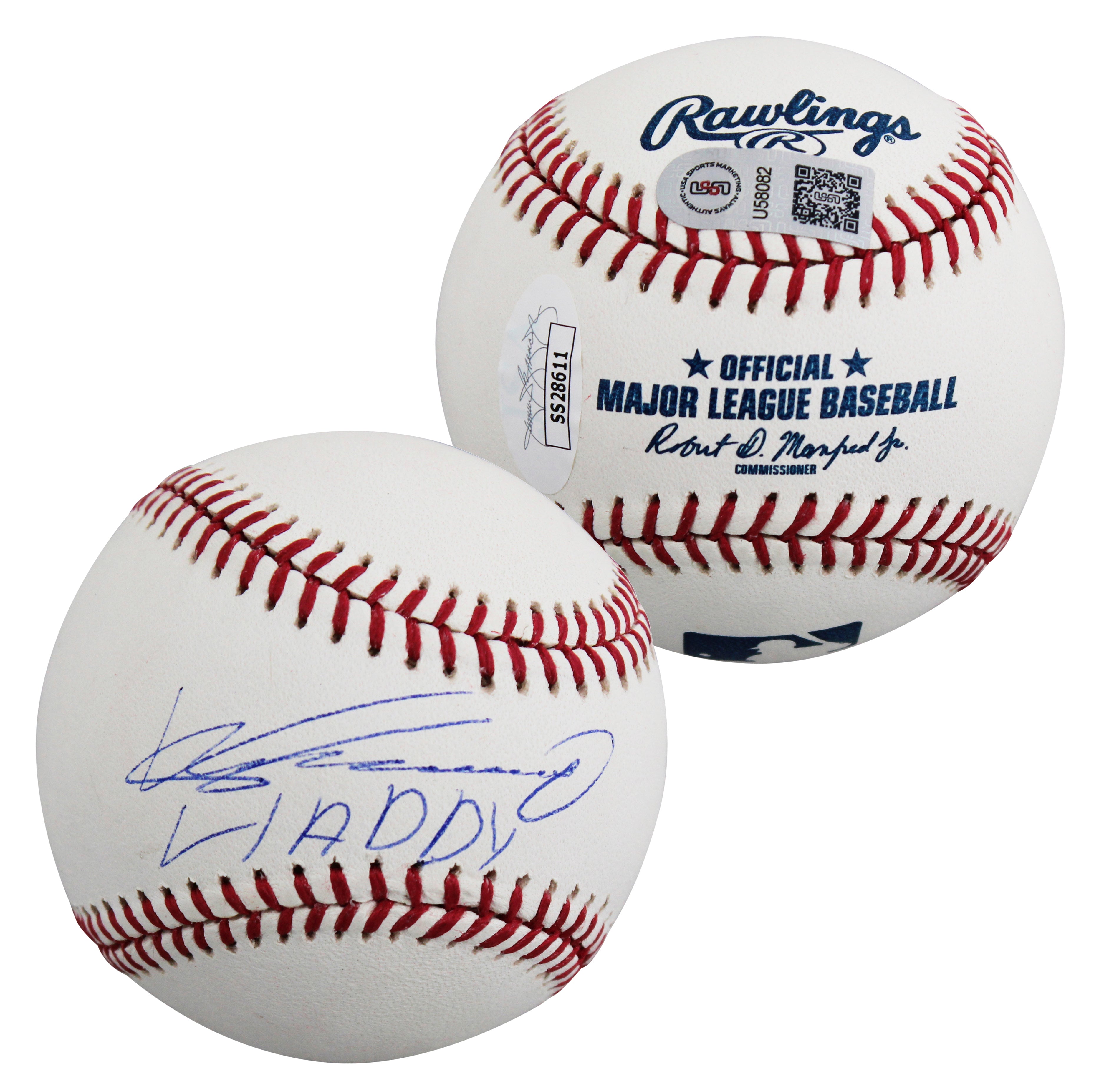 Angels Vladimir Guerrero "Vladdy" Signed Robert Manfred OML Baseball W/ Case JSA