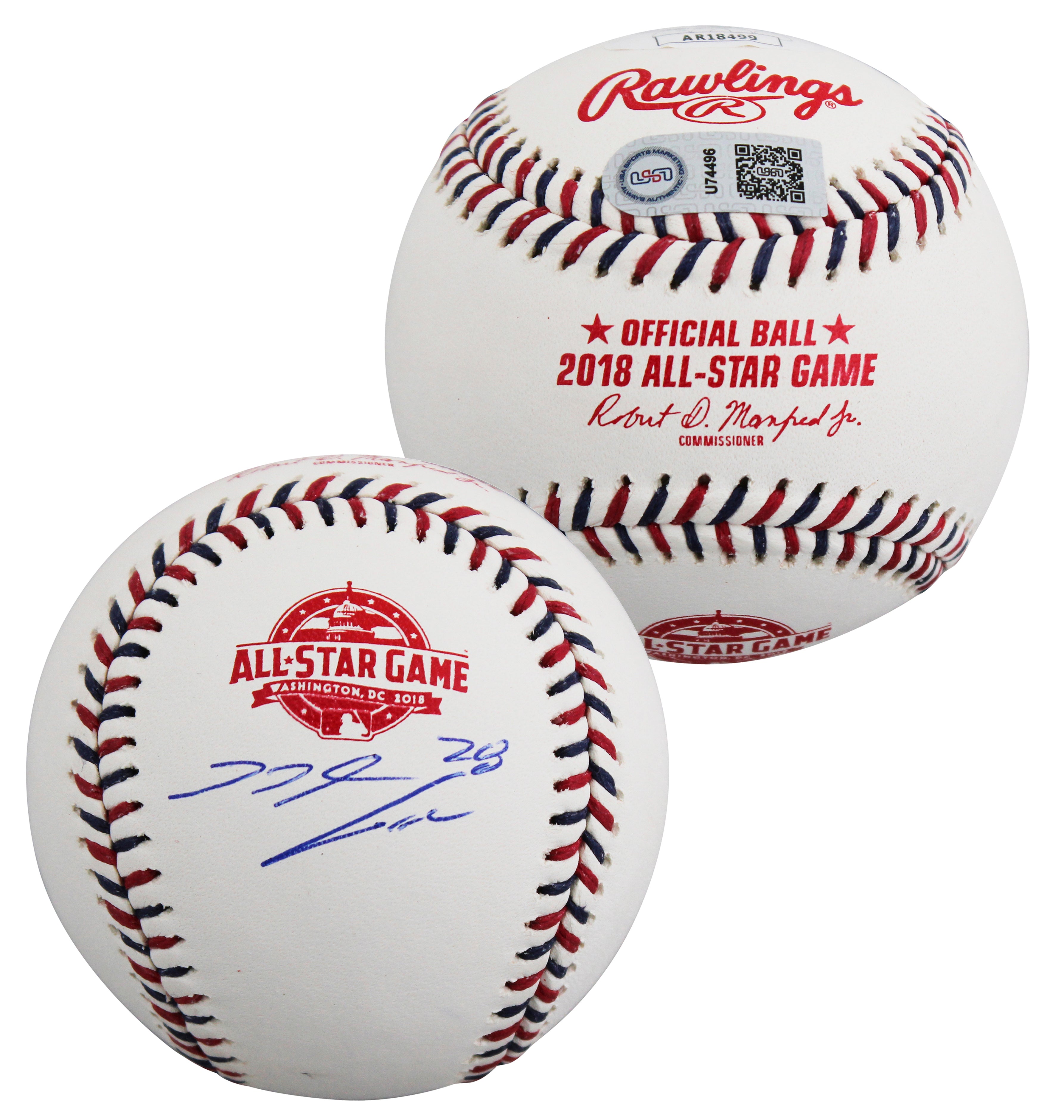 Rockies Nolan Arenado Signed 2018 All-Star Game Logo OML Baseball W/ Case JSA