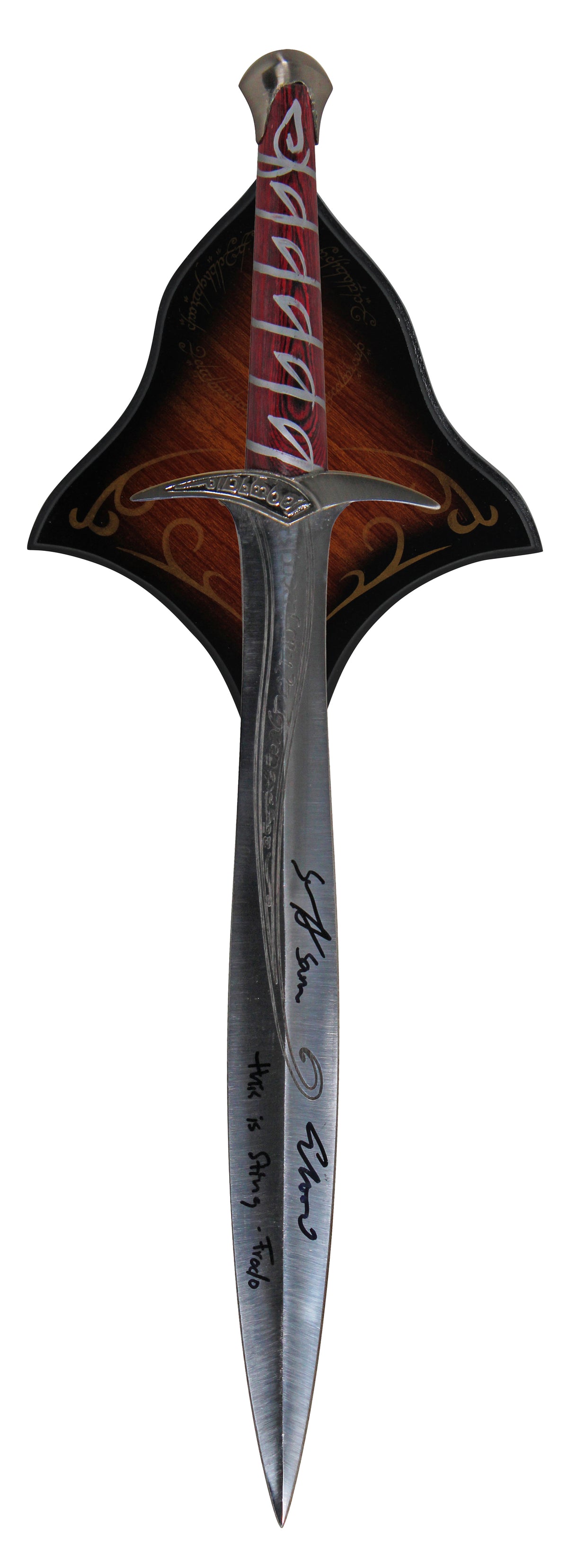 Elijah Wood & Sean Astin LOTR Signed Sting Sword with Sheath & Display BAS